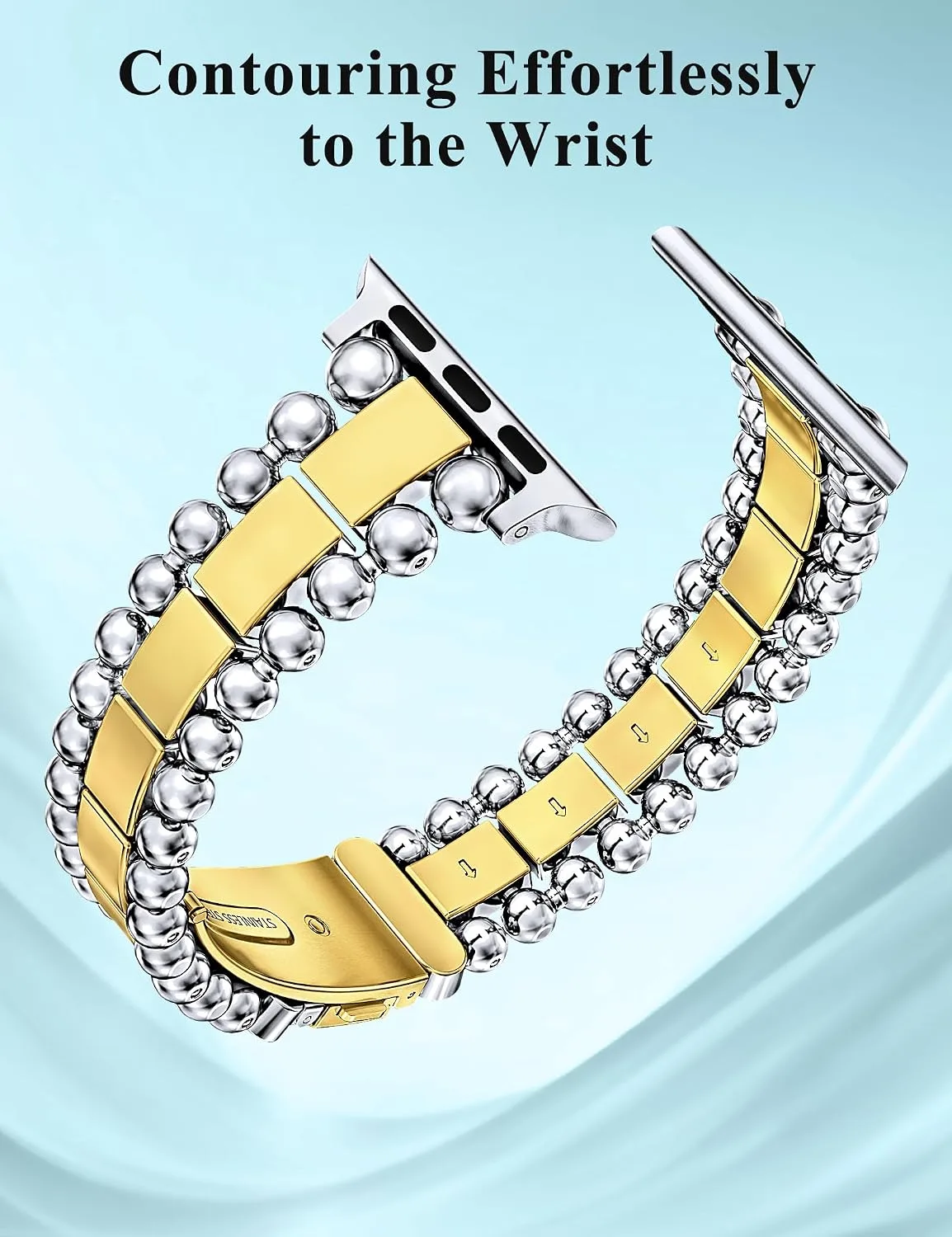 TOYOUTHS Dressy Metal Beaded Bracelet for Apple Watch Bands Women