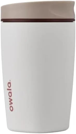 Owala SmoothSip Slider Insulated Stainless Steel Coffee Tumbler, Reusable Iced Coffee Cup, Hot Coffee Travel Mug, BPA Free 12 oz, Vanilla Bean