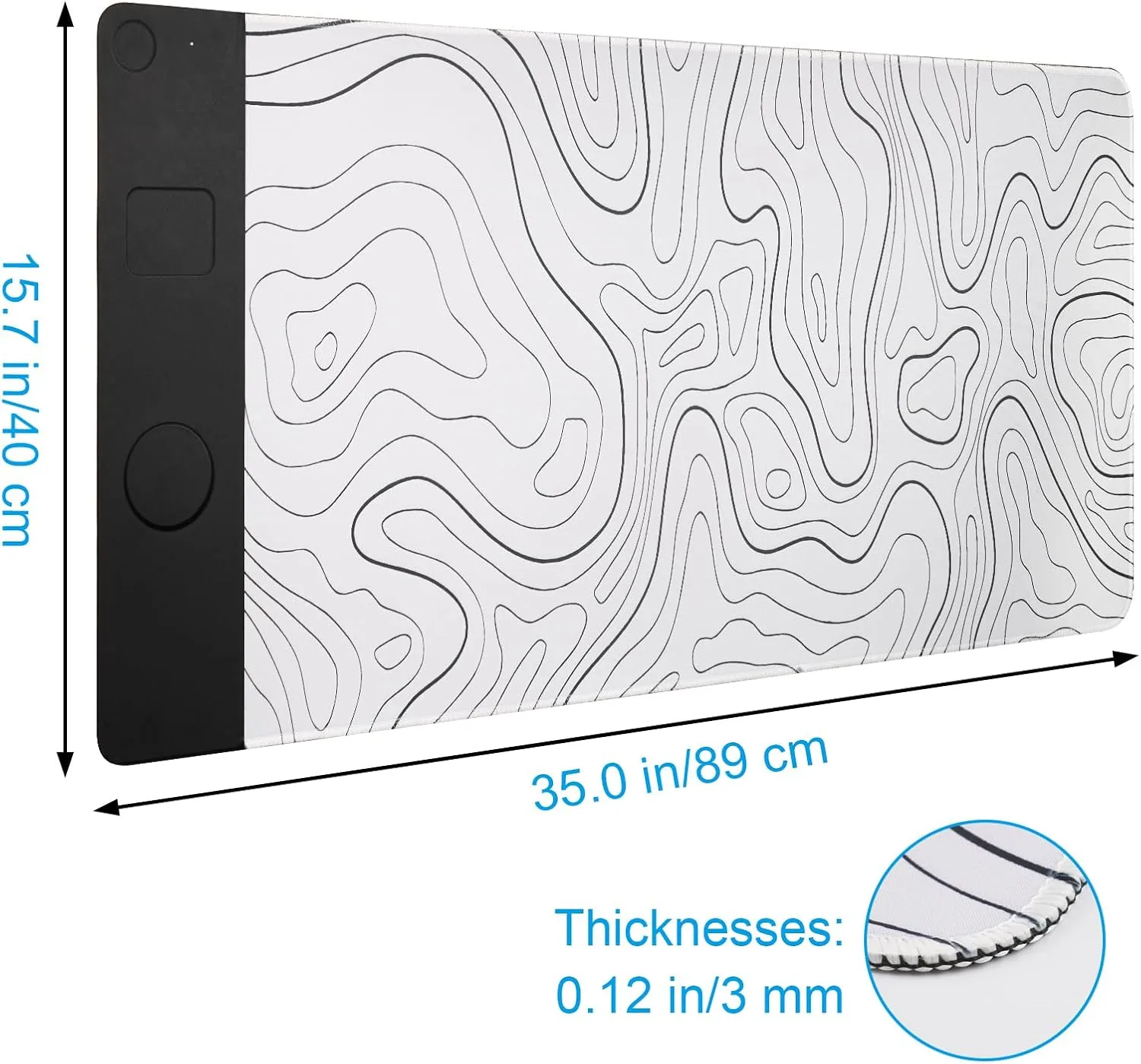 VOVIPO 3 in 1 Wireless Charging Mouse Pad, Desk Mat with Wireless Charger Multiple Devices Compitable with Watch/iPhone, White Topographic Large Desk Mat(90 x 40cm) for MacBook, PC, Laptop