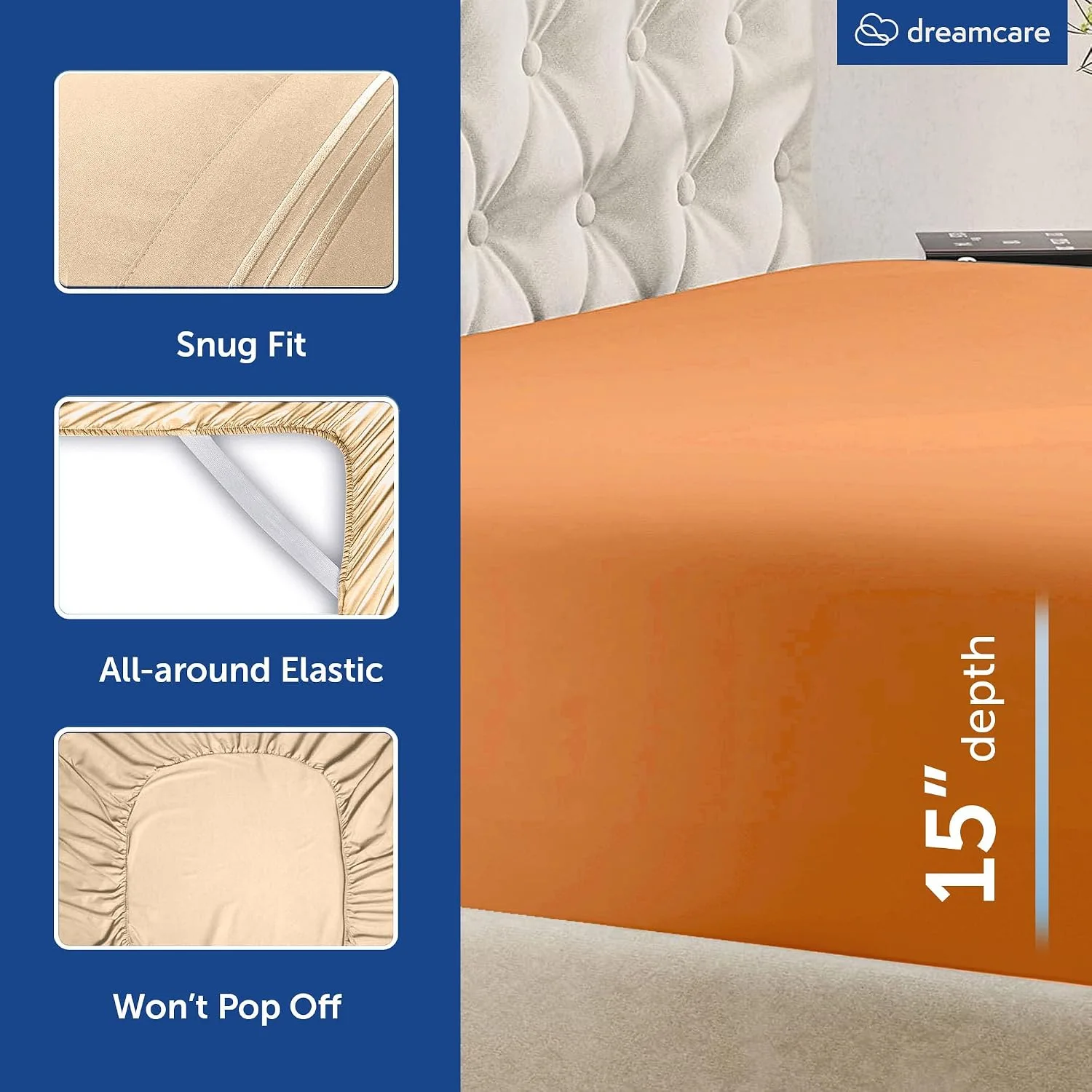 DREAMCARE King Size Sheets Set - 6 pcs Breathable Cooling Sheets King Size
