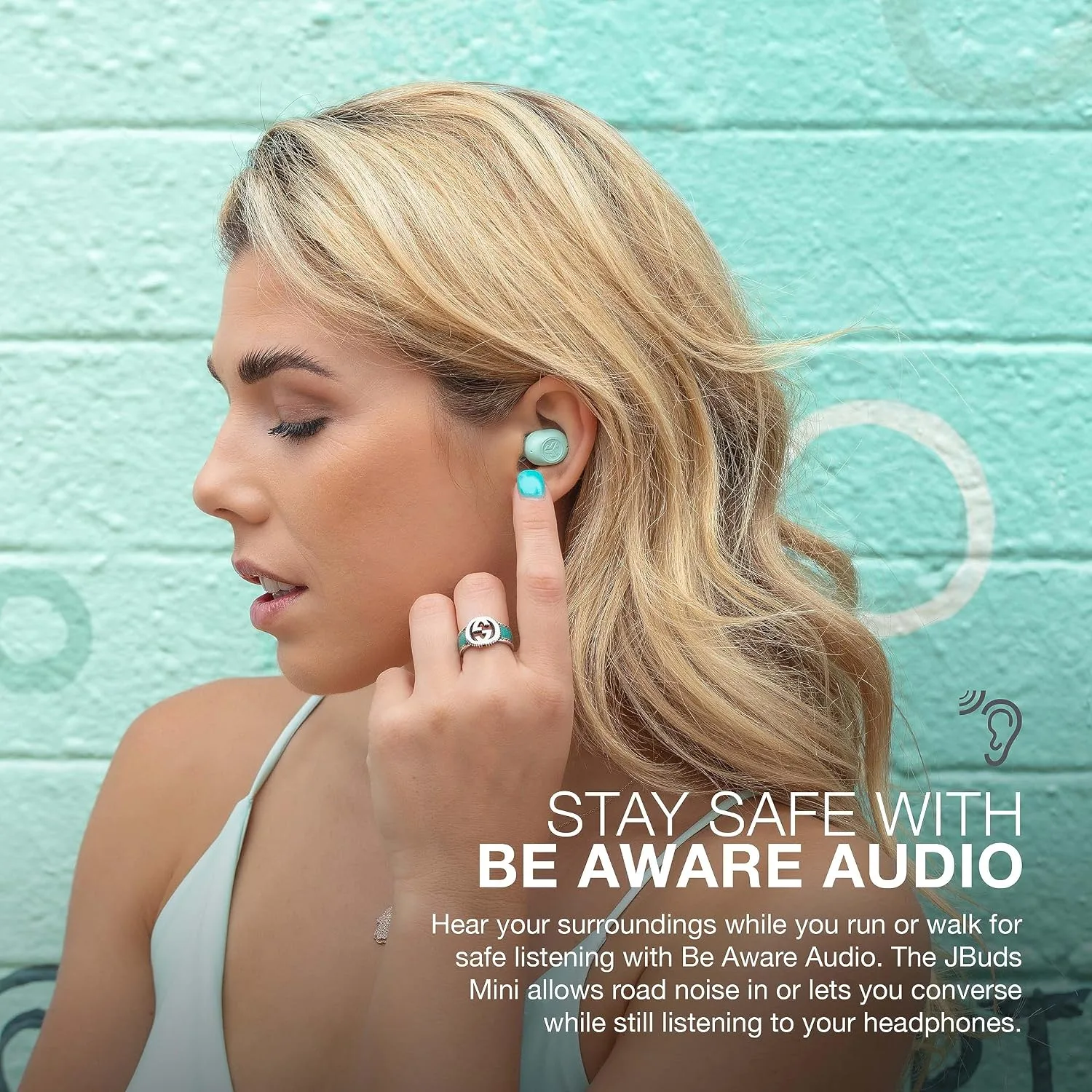 JLab JBuds Mini True Wireless Earbuds, Bluetooth Multipoint, Mint