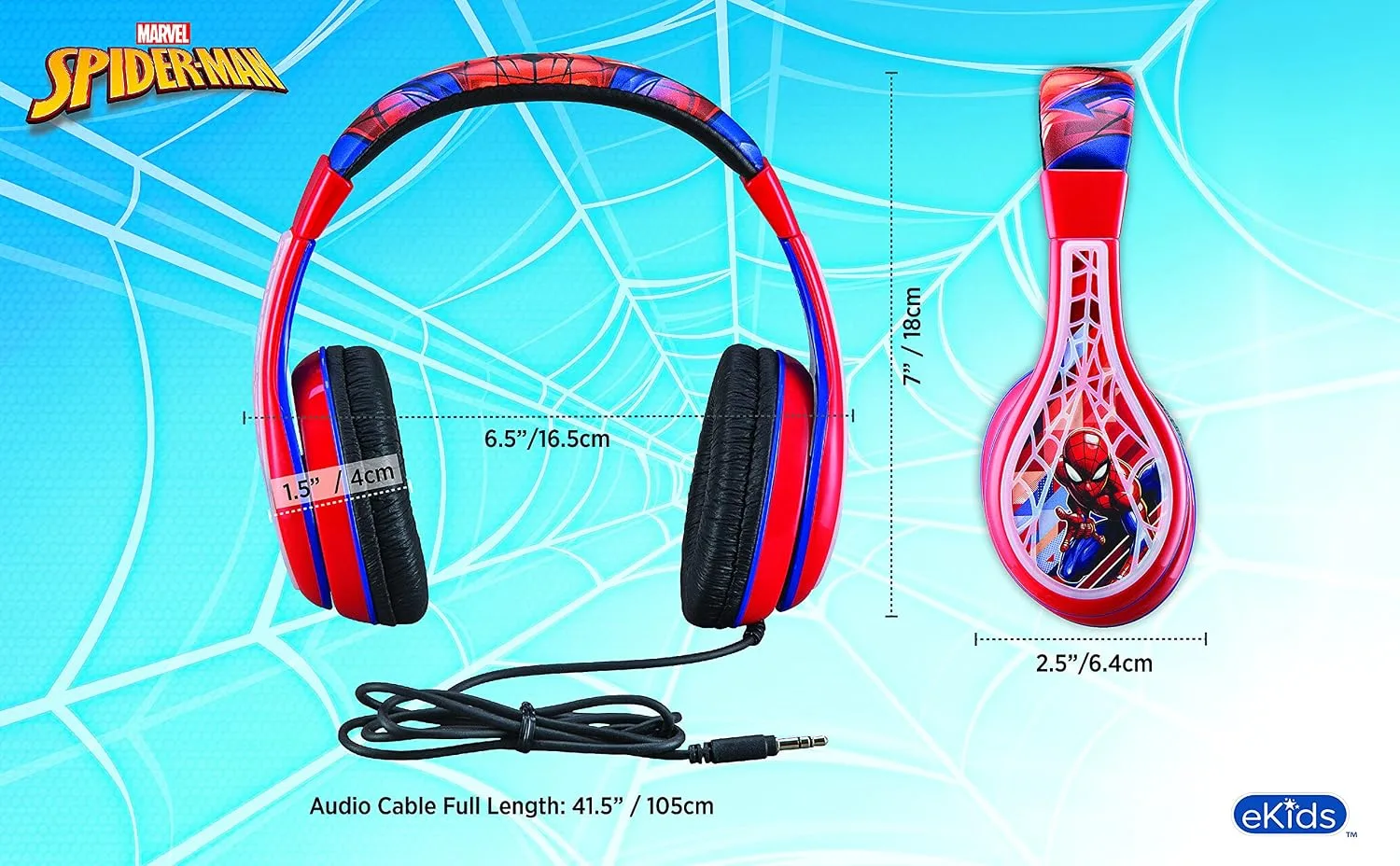 Spiderman Headphones for Kids with 3.5mm Jack, Wired Headphones for School