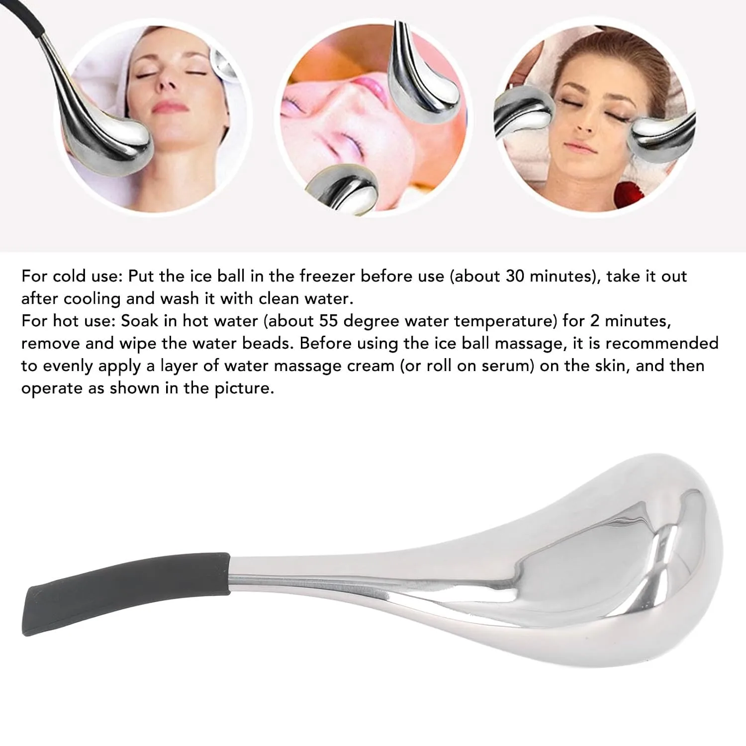 Ice Cryo Sticks, 304 Stainless Steel Cooling Roller Sticks Ice Globes Spoon for Women Face Eyes, Cooling Spa Globes Cold Roller for Face Puffiness and Wrinkles