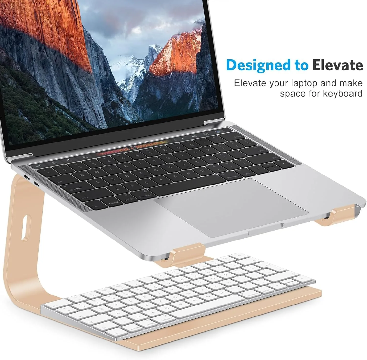 OMOTON Laptop Stand, Detachable Laptop Mount, Aluminum Laptop Holder Stand for Desk, Compatible with MacBook Air/Pro, Dell, HP, Lenovo and All Laptops (11-16 inch), Gold