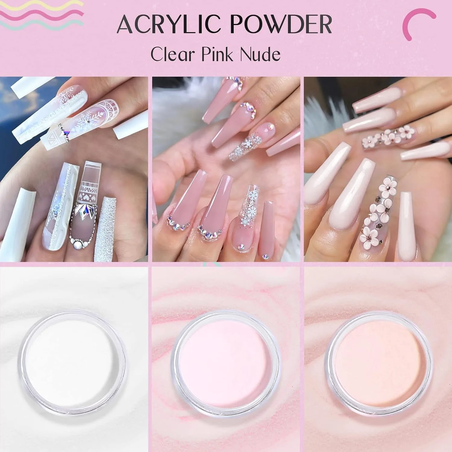 Saviland Acrylic Nail Starter Kit: Clear Pink Nude