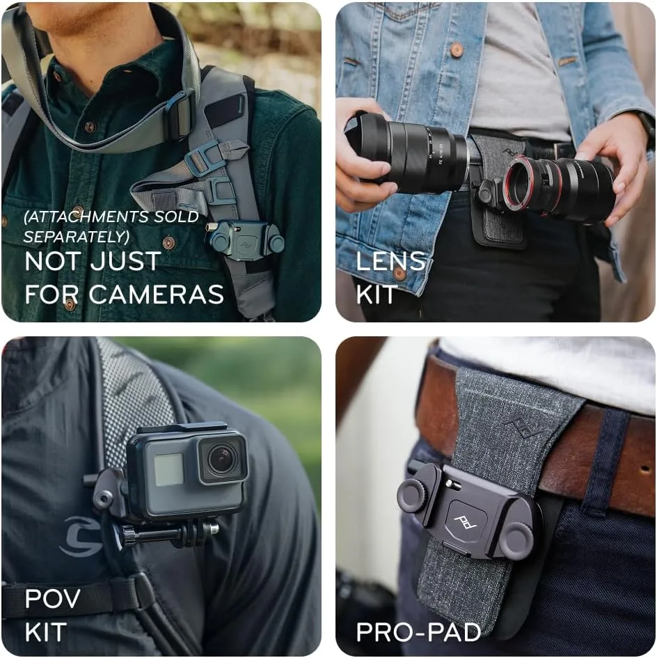 Peak Design Capture Camera Clip V3, Kelp with Plate, Holds DSLR, Compact and Point and Shoot Bodies, Secure, Stable and Accessible, Attaches to Straps and Belts, Quick Release, 200 lb Capacity