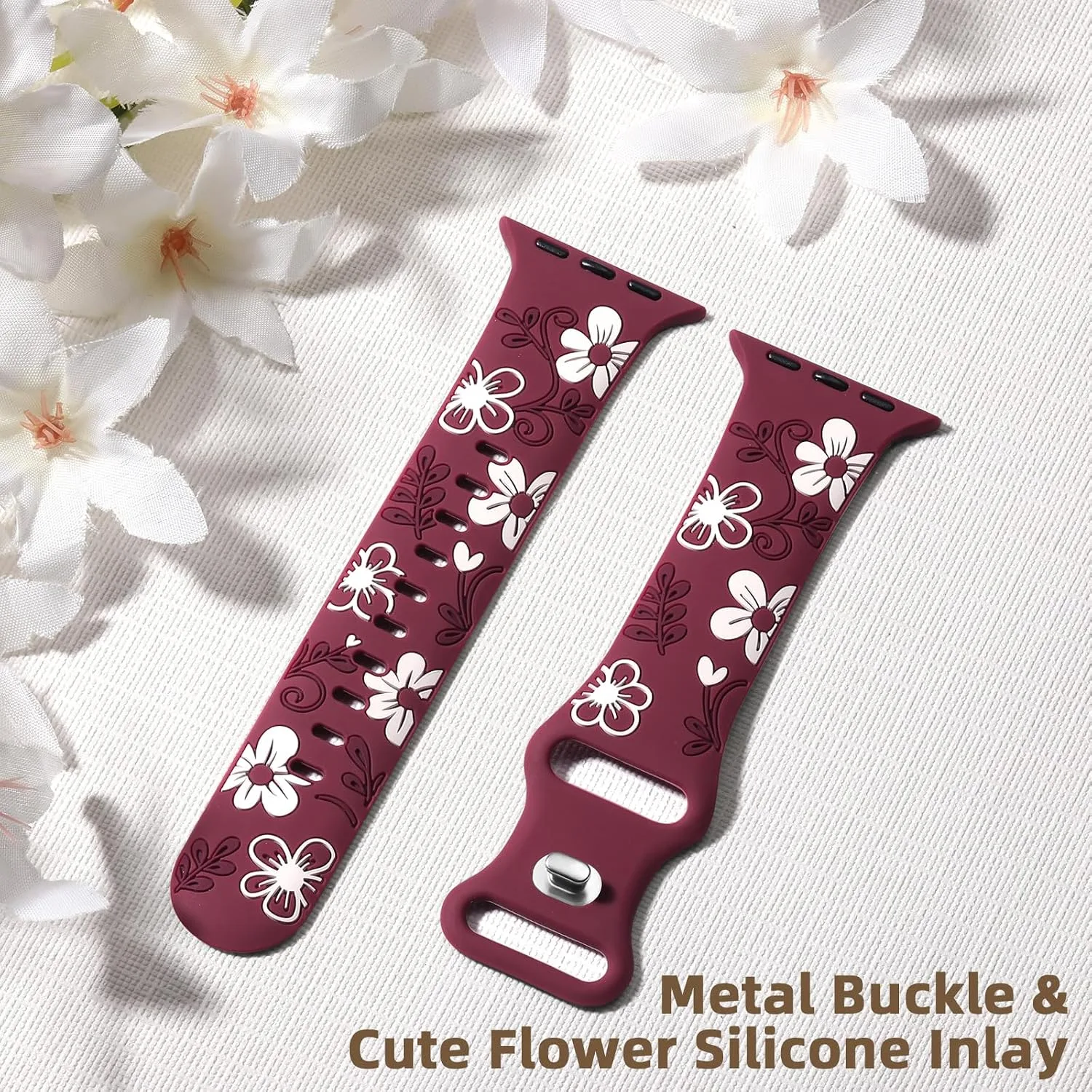 Witzon Floral Silicone Band Compatible with Apple Watch Bands For Women