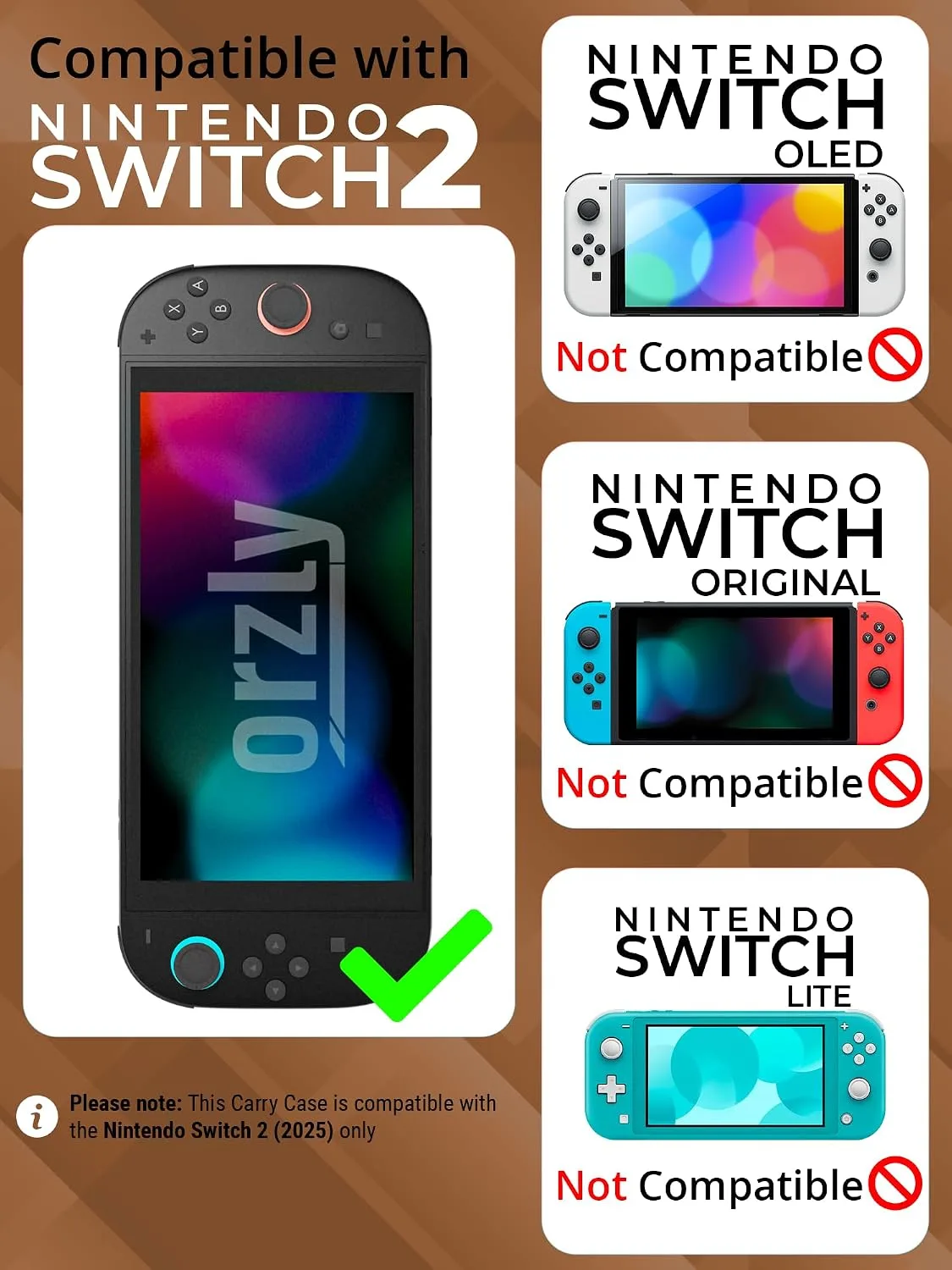 Orzly Case Compatible with Nintendo Switch 2 – Protective Travel Carry Case with Screen Padding, Game Card & microSD Slots, Zipped & Open Pockets for Accessories – 7.9" Gift Boxed