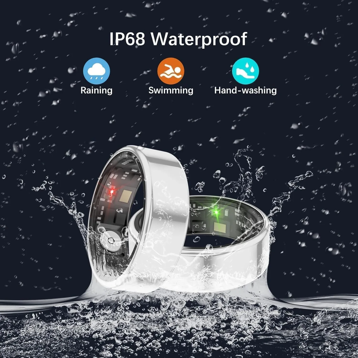 Smart Rings for Women Men, Fitness Ring with Heart Rate, Blood Oxygen, HRV, Stress, Sleep Tracker, Step Tracker, No Subscription Fee, lP68 Waterproof Smart Ring for iPhone & Android (Silver 7#)