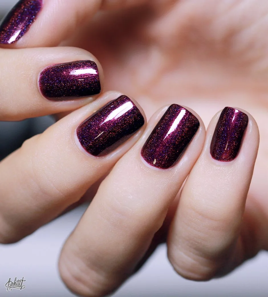ILNP Black Orchid - Deep Burgundy Holographic Nail Polish, Long Lasting Non Gel, Chip Resistant, Non-Toxic, Vegan, Cruelty Free