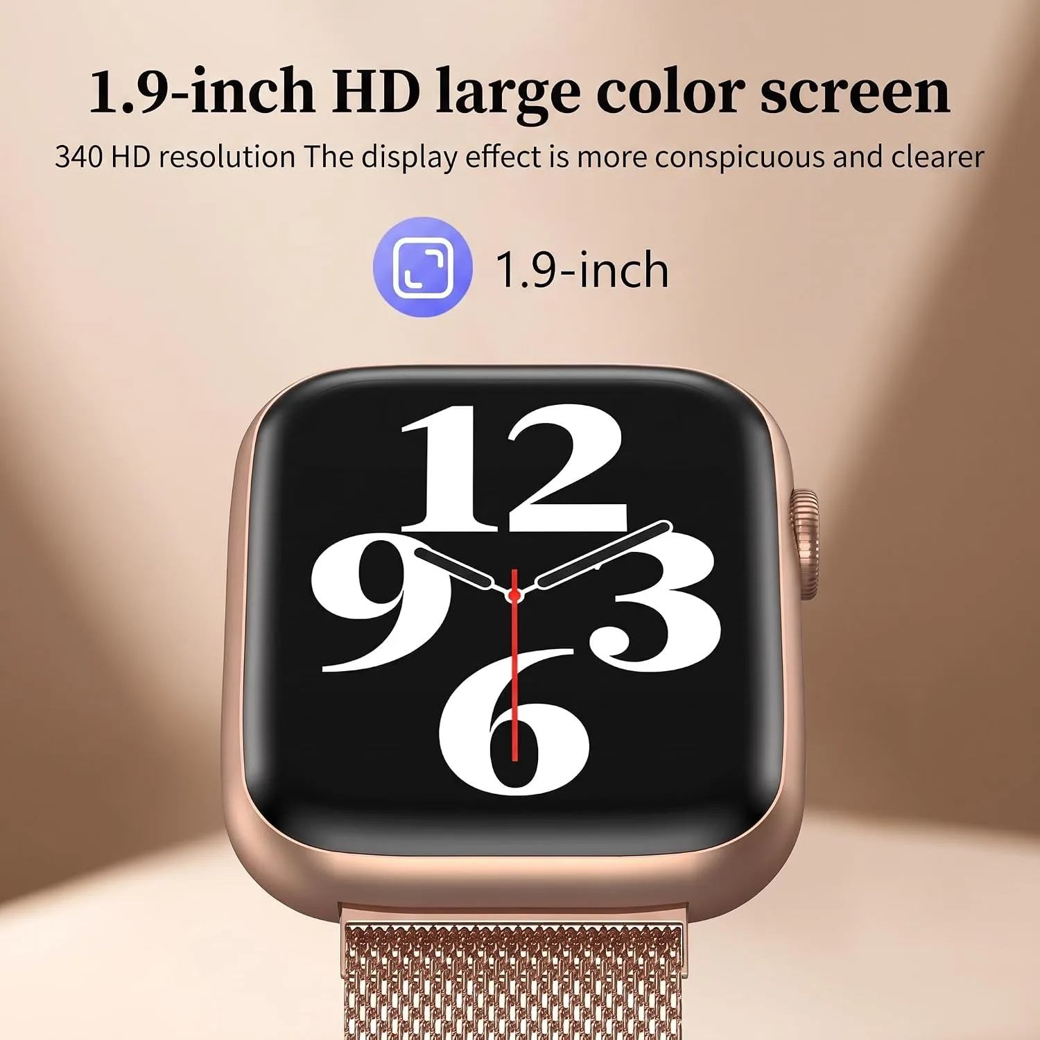 Smart Watch for Women with Bluetooth Call & Blood Pressure, 1.9" HD Screen