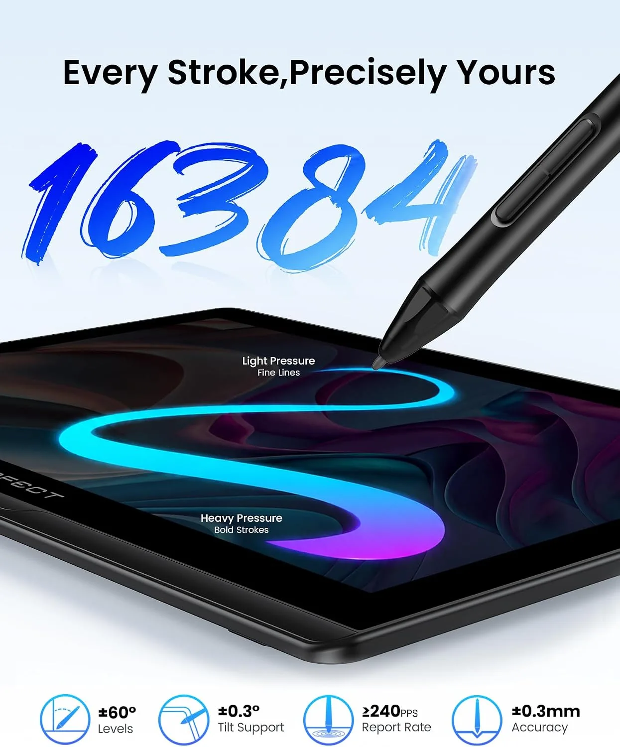 UPERFECT 14" Drawing Tablet with Screen, 2.5K, 16K Pen, 138% sRGB, ΔE<1.5