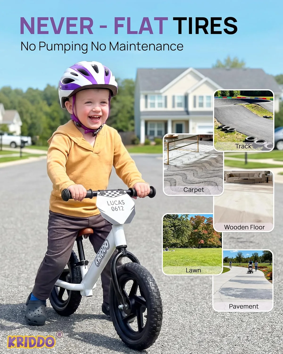 KRIDDO Toddler Balance Bike 2 Year Old, Gift for 2-3 Boys Girls, Adjustable
