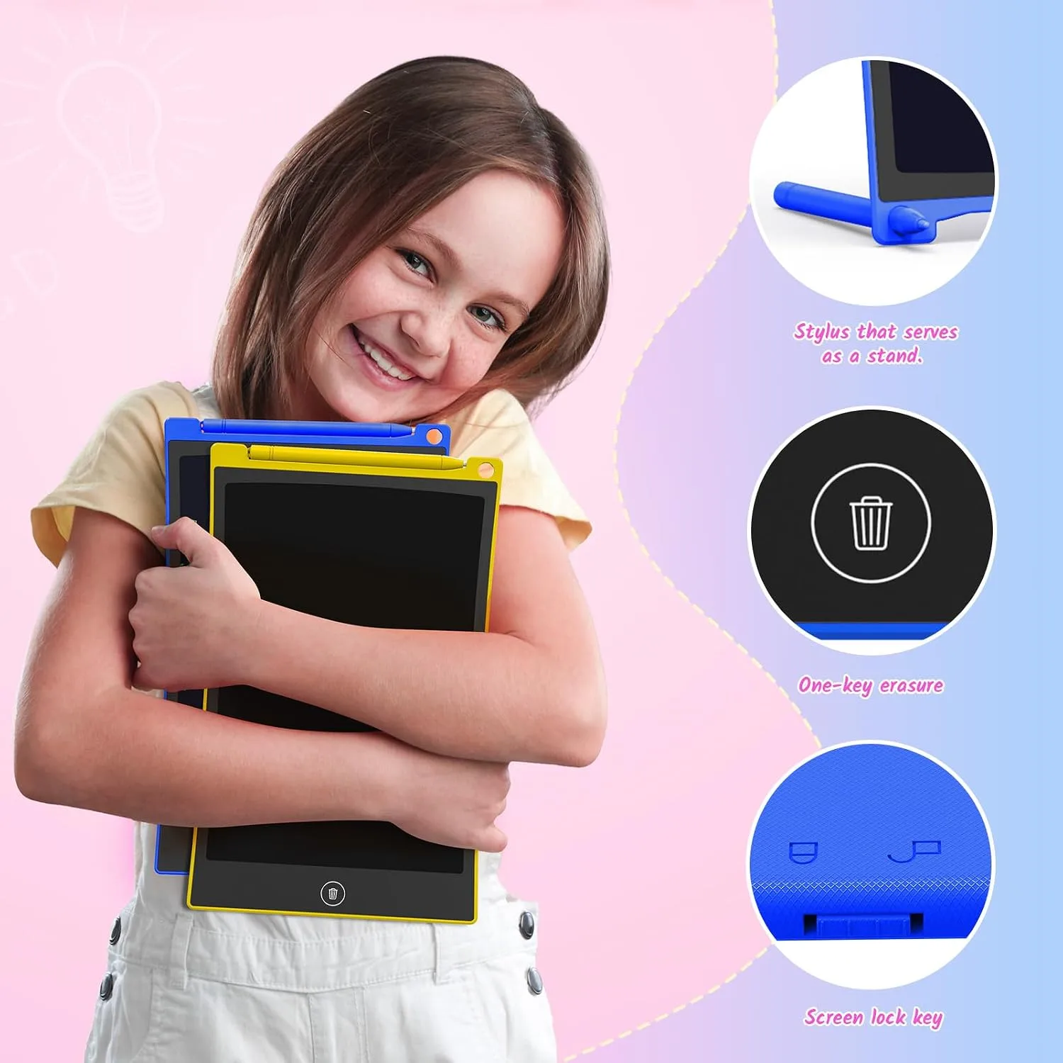 TECJOE 10 Inch 2 Pack LCD Writing Tablet for Kids, Mess Free Drawing Tablet