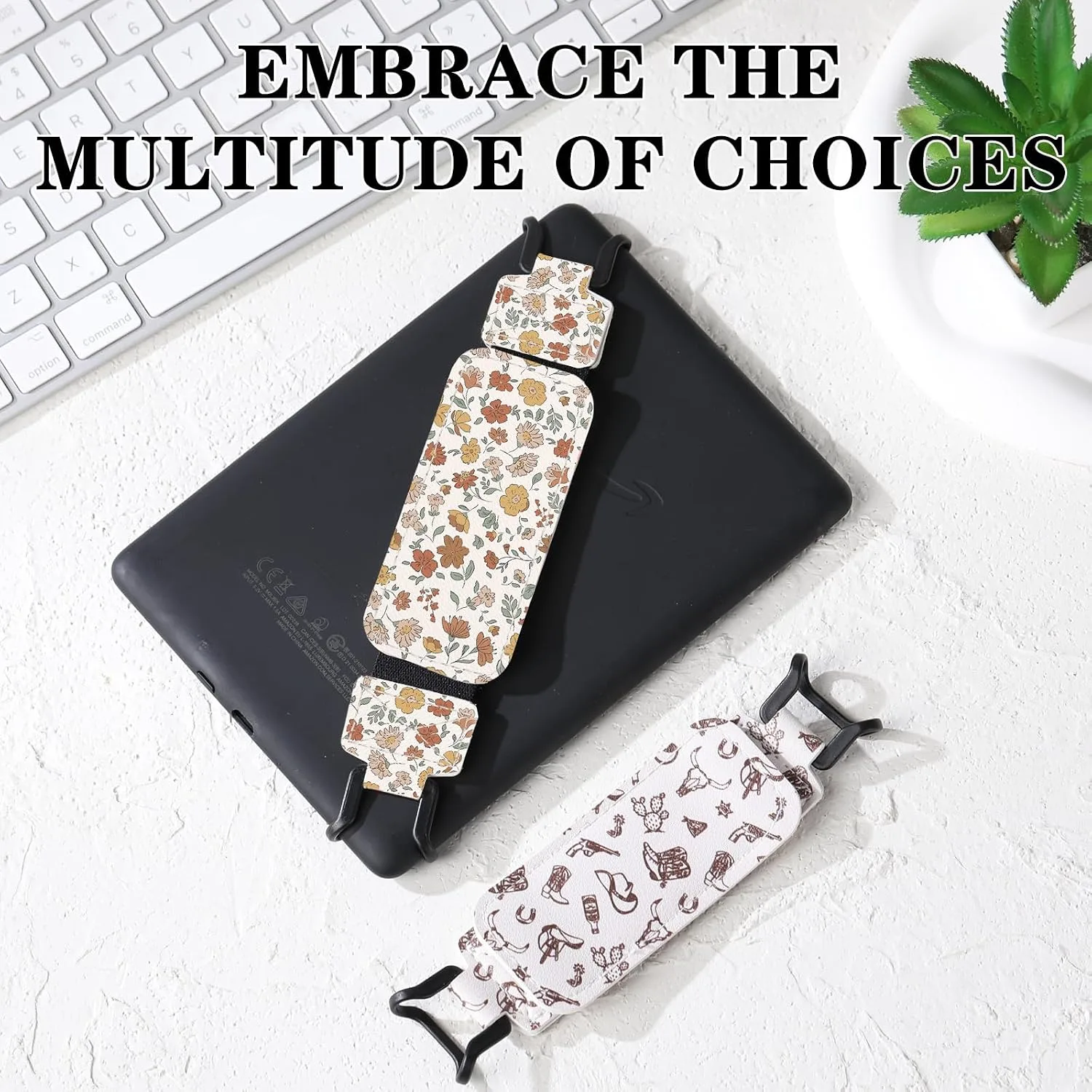 Hand Strap Accessories for Kindle – Boho Floral Finger Grip for 6-7.5" Paperwhite 11th/12th Generation/Kobo/Lenovo/Sony Ereaders Tablet Colorsoft Flowers High Elasticity Holder for Reading
