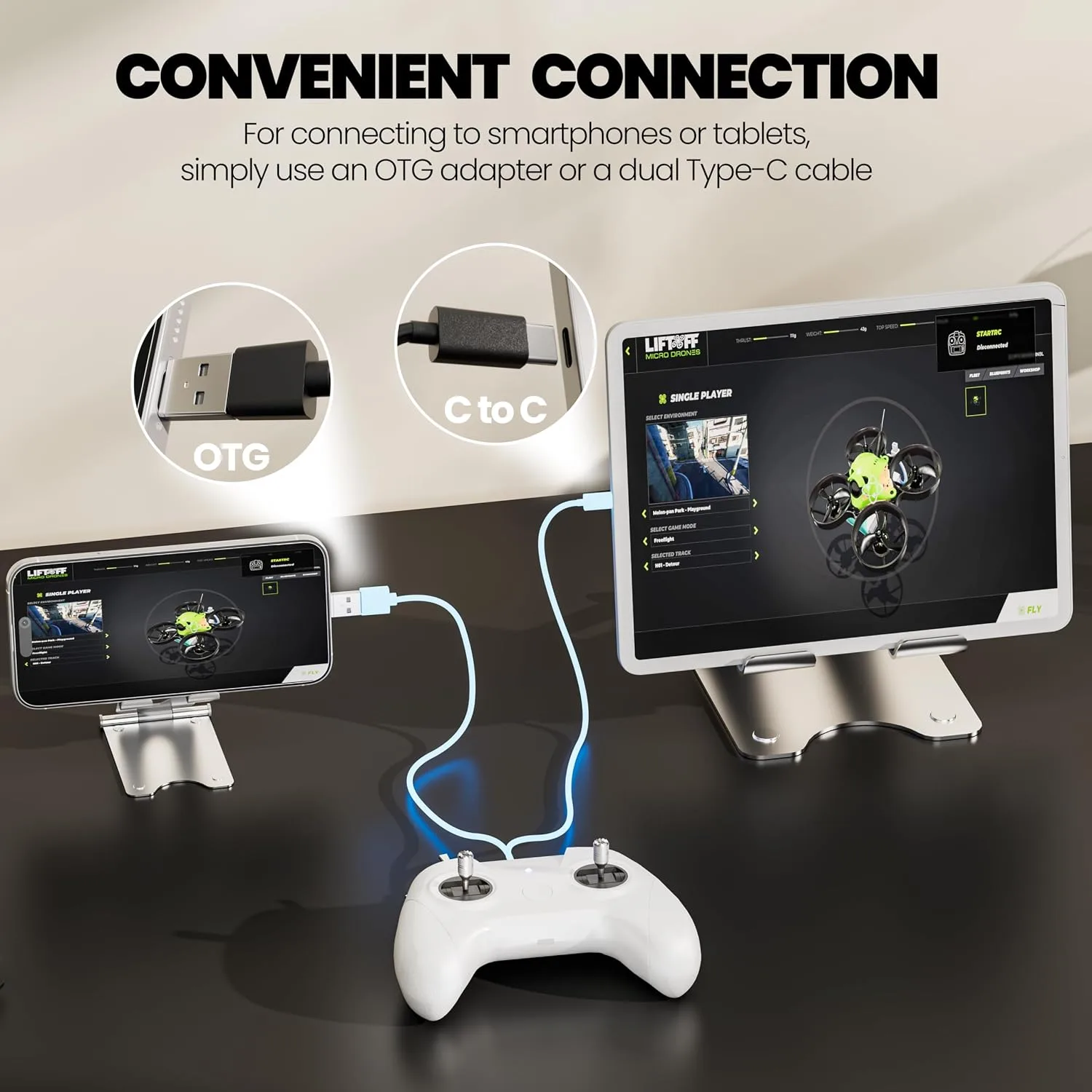 FLYDrone S8 FPV Simulator Controller for Windows PC, USB-C Drone Flight Simulator Joystick, 8-Channel Mode 2 RC Training Remote with Non-Centering Throttle for Liftoff/DRL/Uncrashed (White)