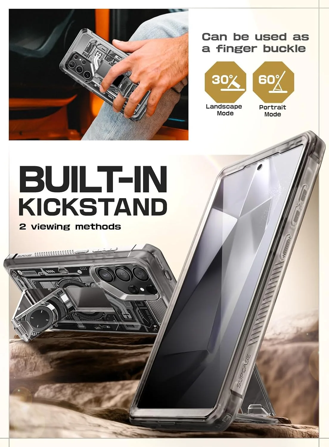 SUPCASE for Galaxy S24 Ultra Case with Built-in Screen Protector, Frost
