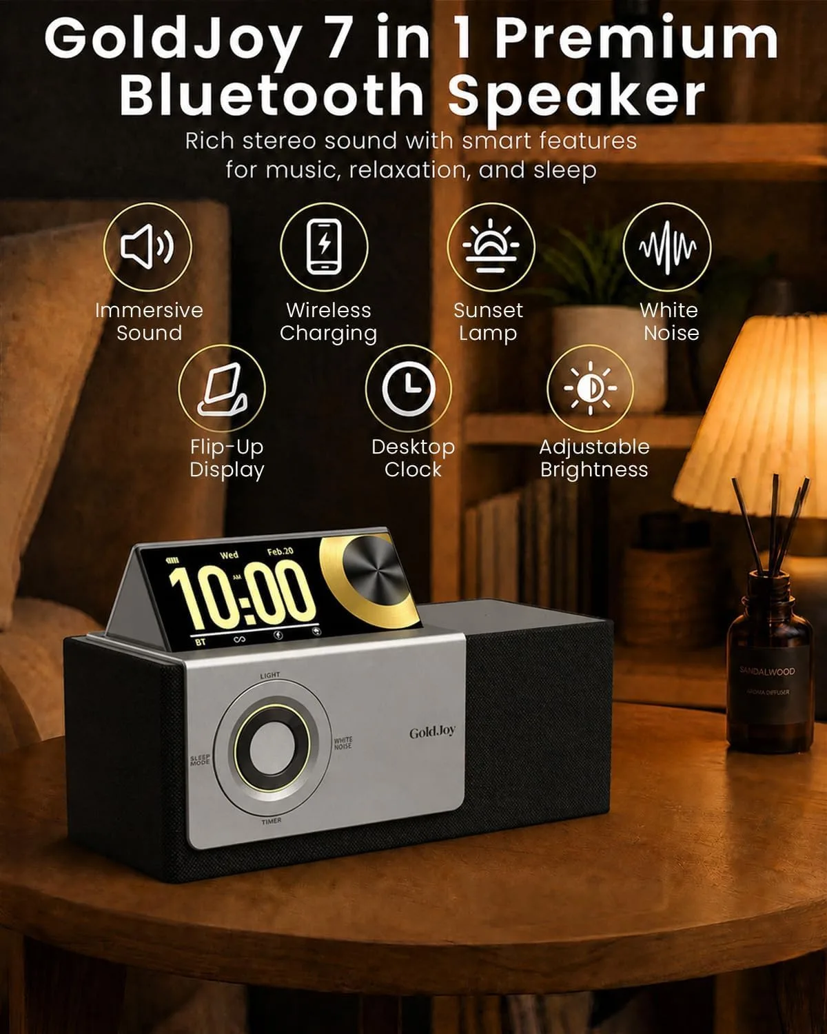 GoldJoy Bluetooth Speaker Wireless, Charging Station for Home Sleep Gift