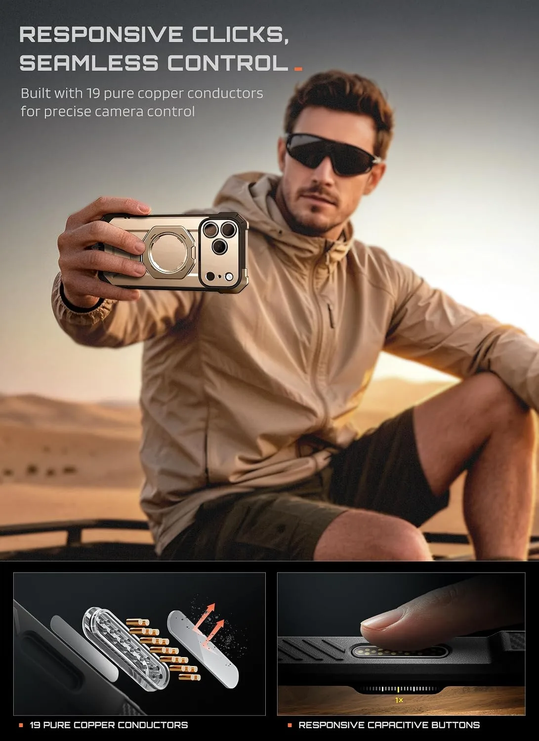SUPCASE for iPhone 18 Pro Case / 17 Pro Case with Stand, Desert