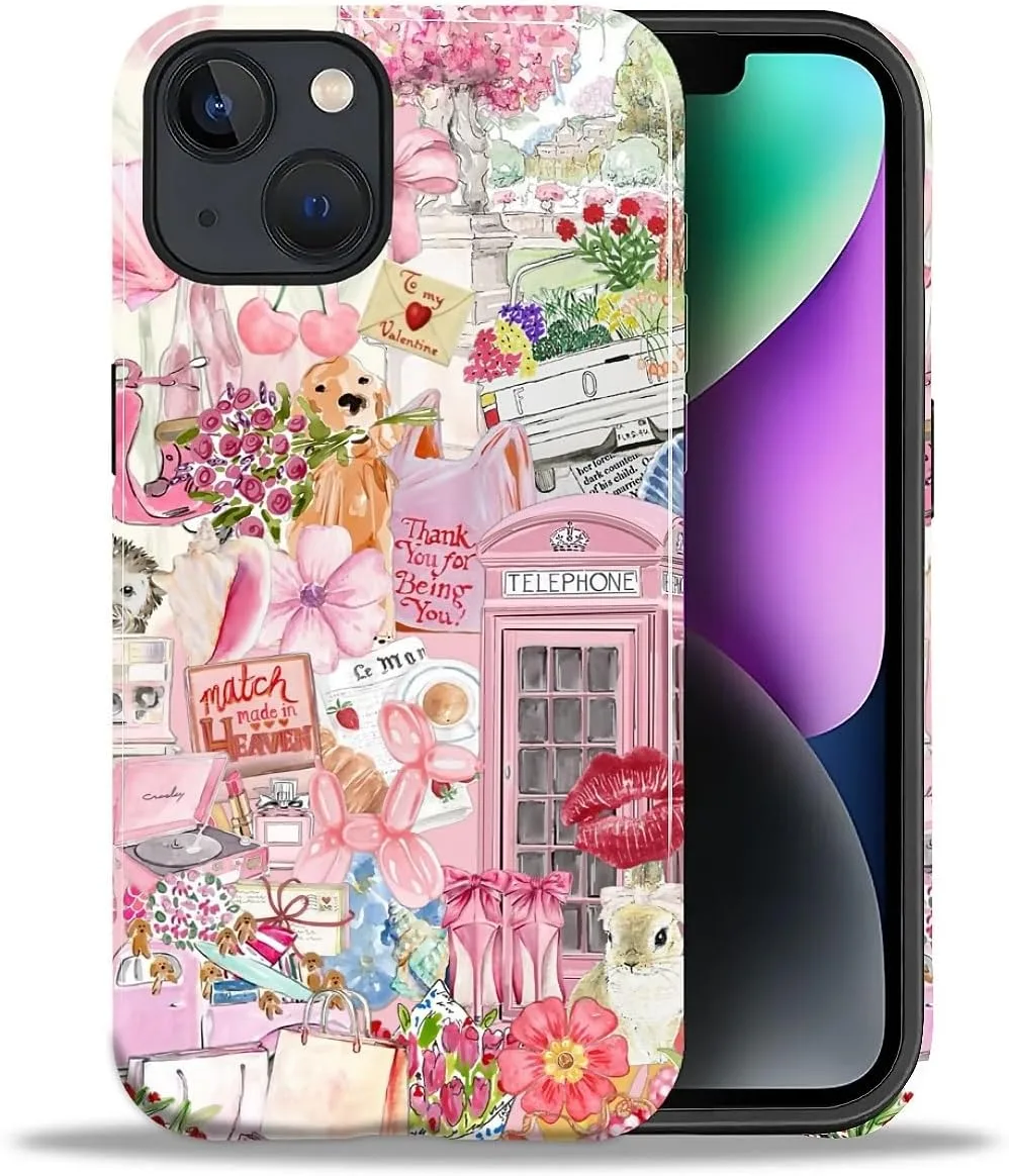 Funda para iPhone 13/14 Daizag doble capa diseño animal rosa