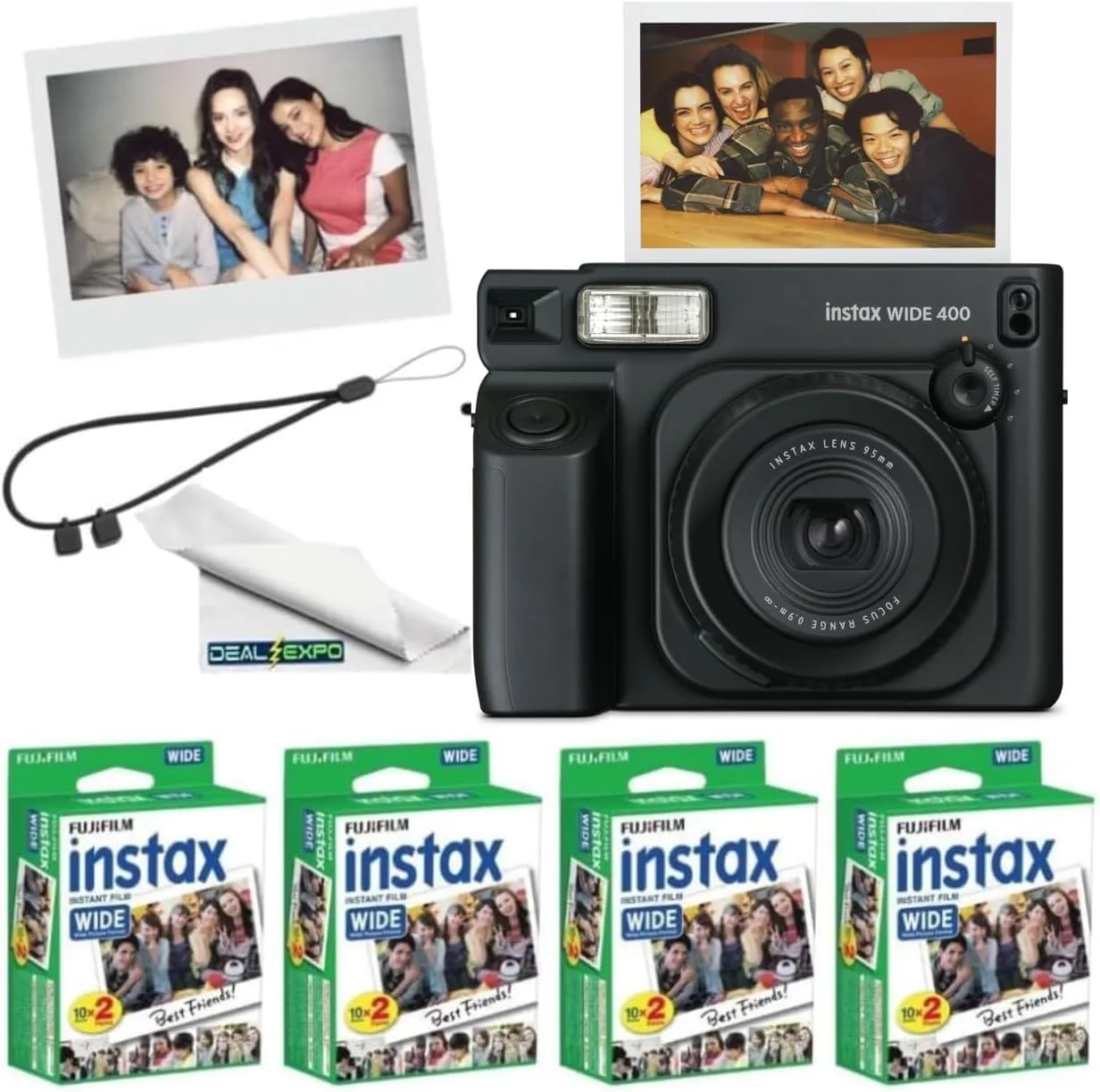 FUJIFILM instax Wide 400 Instant Film Camera (Black + Extra Film(40 Sheets))