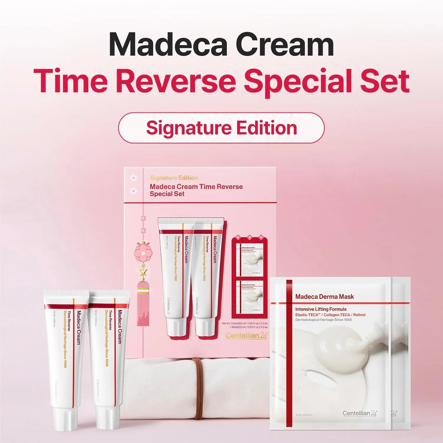 CENTELLIAN 24 Madeca Cream Time Reverse Set, 2x1.69 fl oz + 2 Lifting Masks