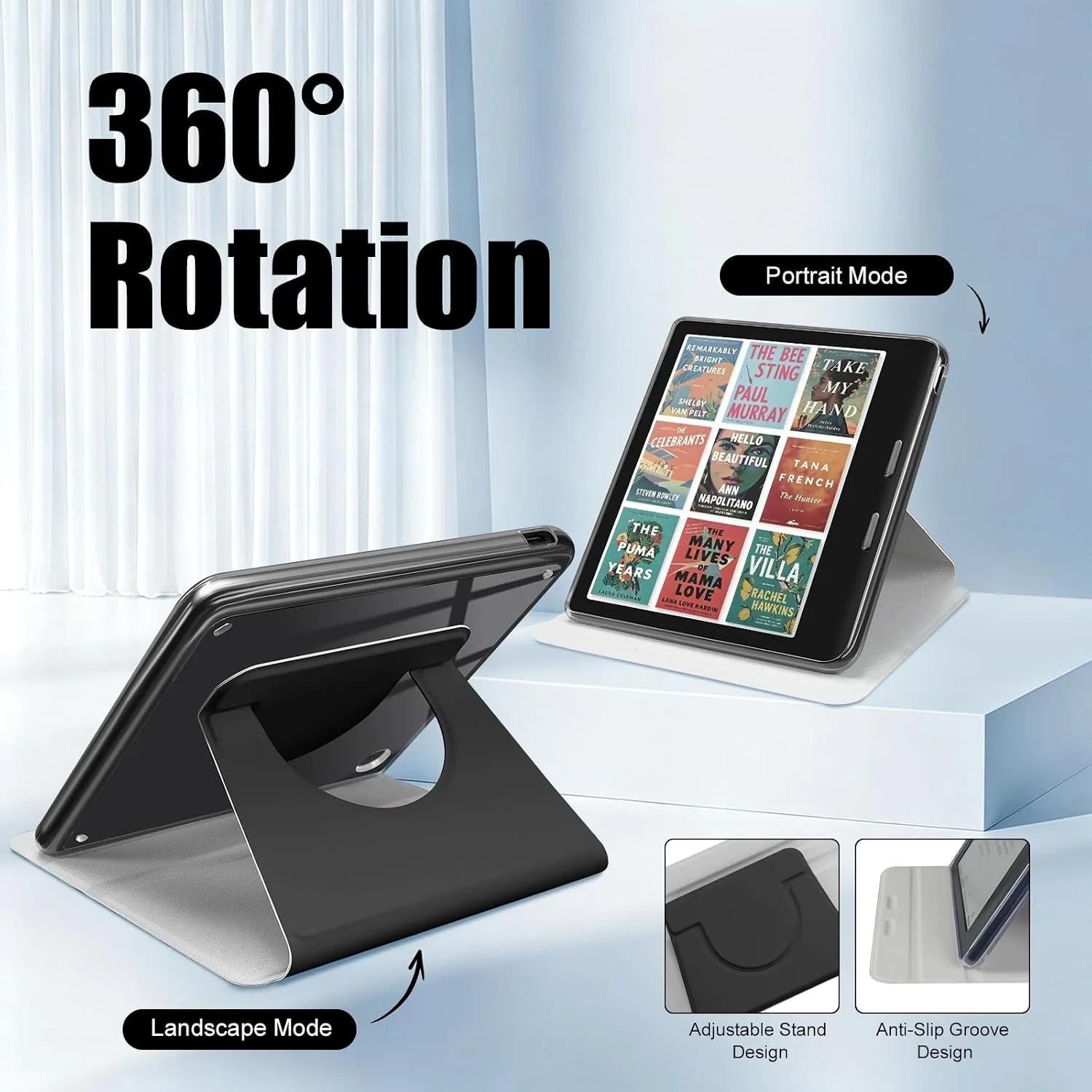 Rotating Case for Kobo Libra 7" & Tolino Vision – 360° Rotating, Black