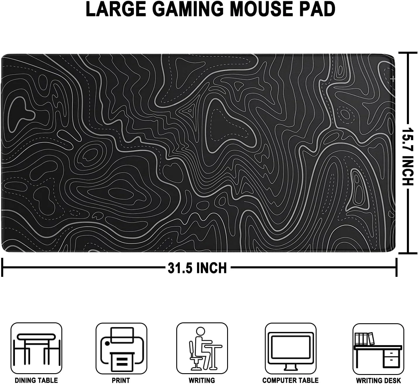 Large Gaming Mouse Pad, Waterproof Extra Large Mousepad with Stitched Edges