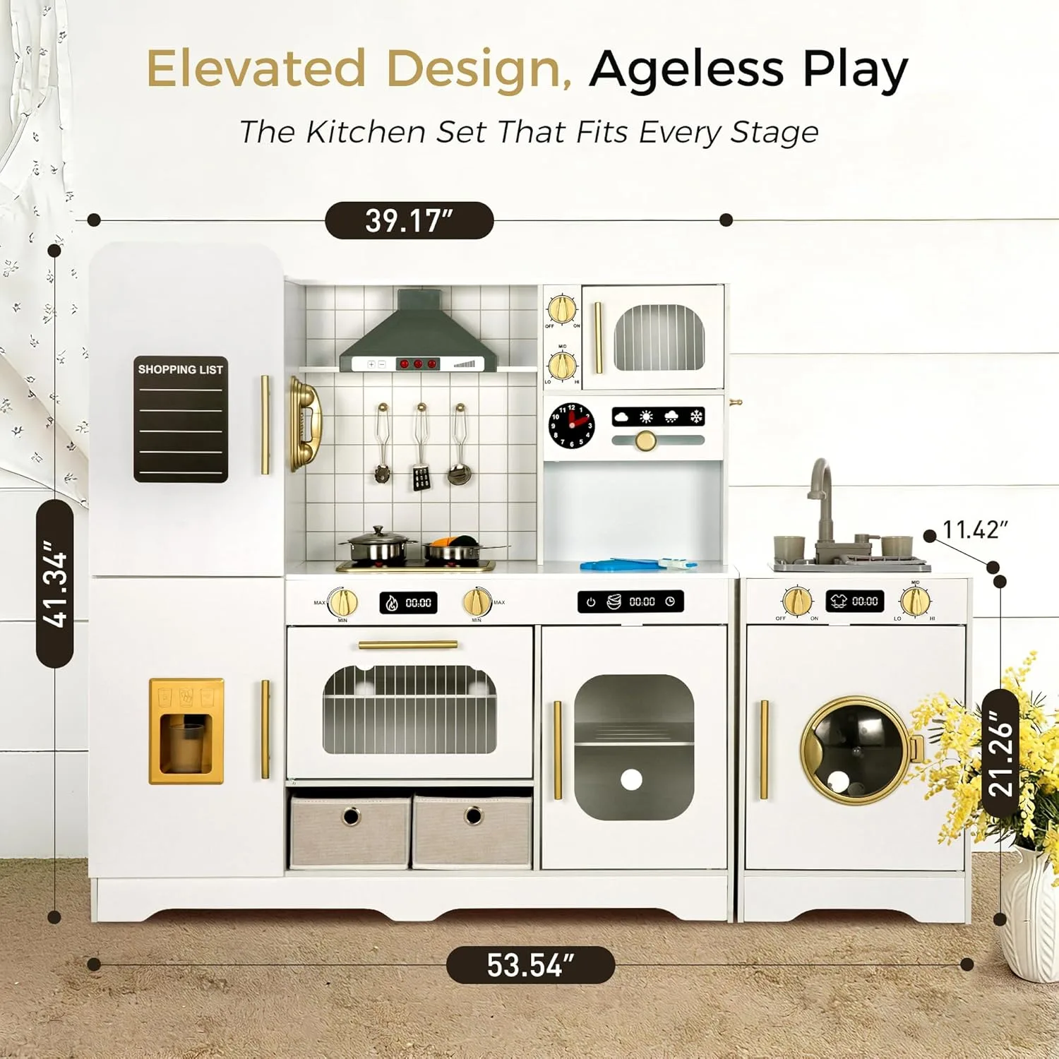 Interactive Wooden Play Kitchen for Kids