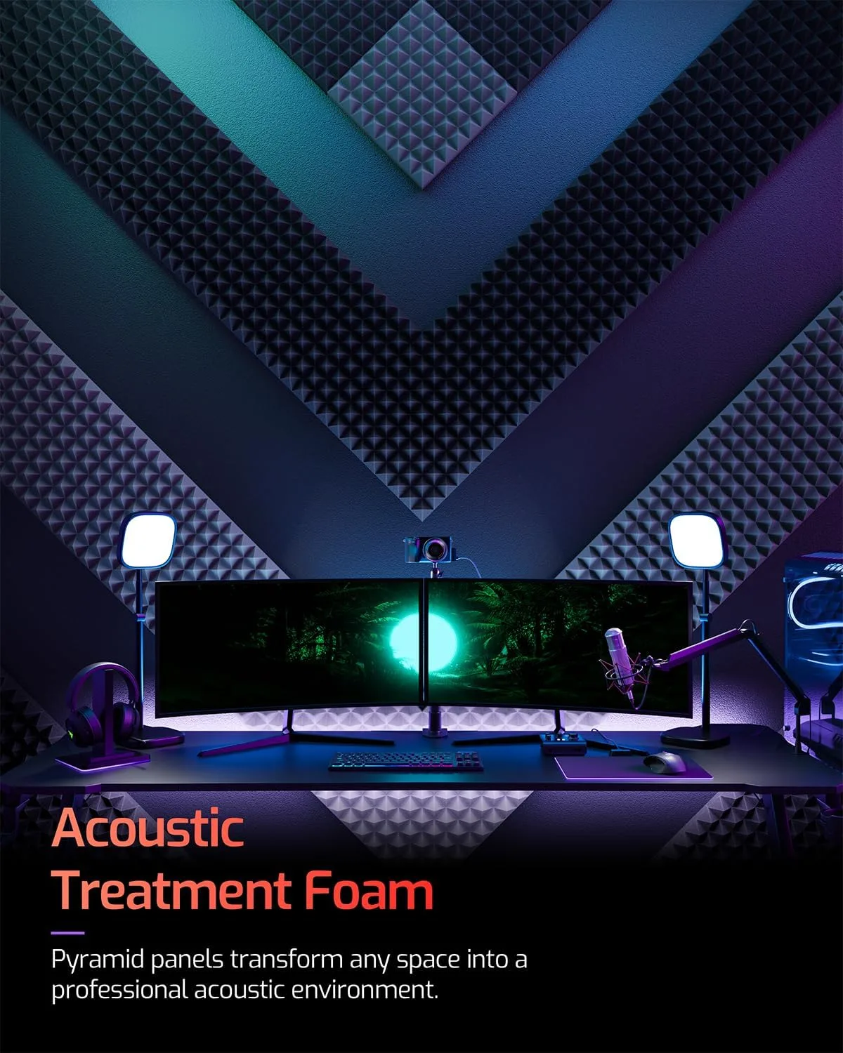 Acoustic Panels 8 pack Self-Adhesive 3"X12"X12" Quickly-Expand Foam