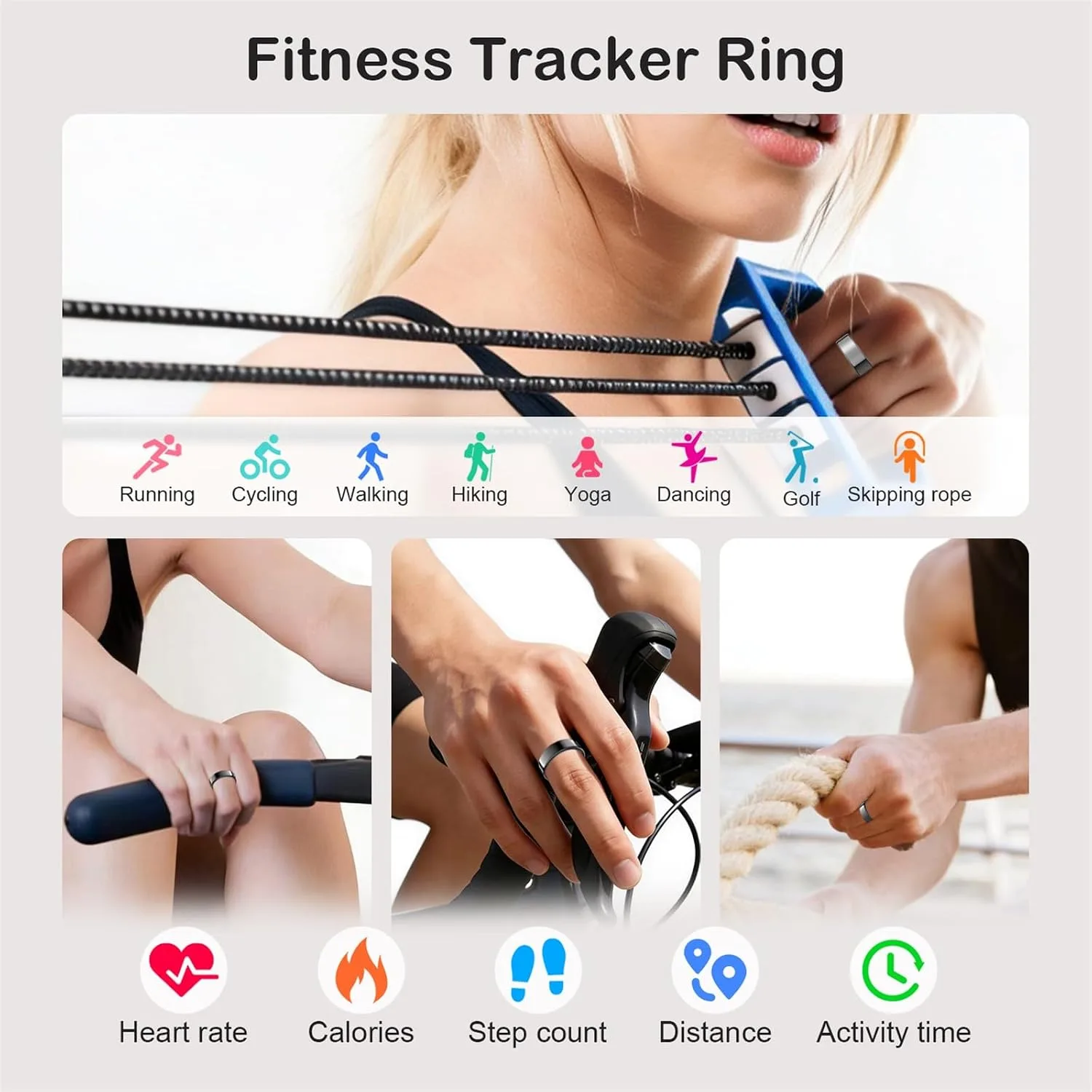 Smart Ring for Women Men, Sleep Activity Health Tracking Ring, Black 9