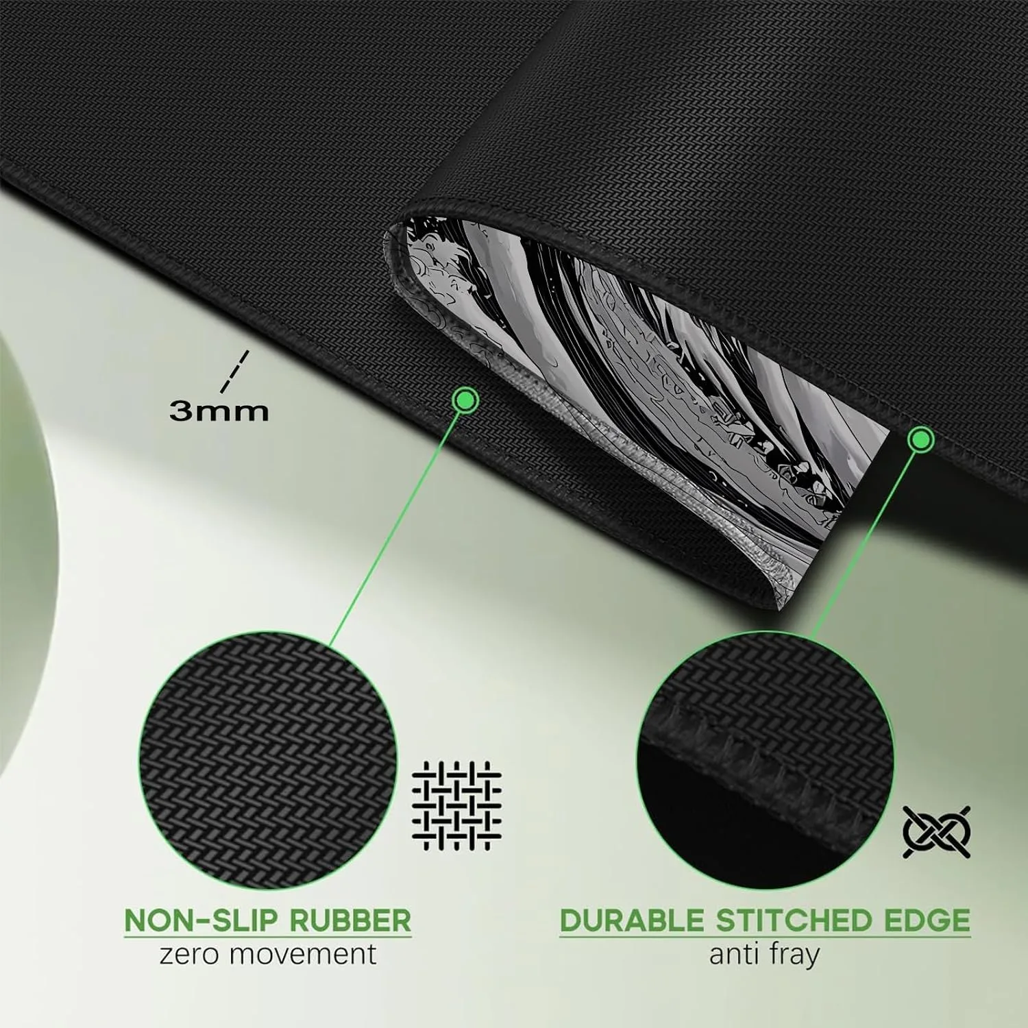 Gudnis Black and White Japanese sea Mouse Pad, Kanagawa Surfing 31.5"x11.8"