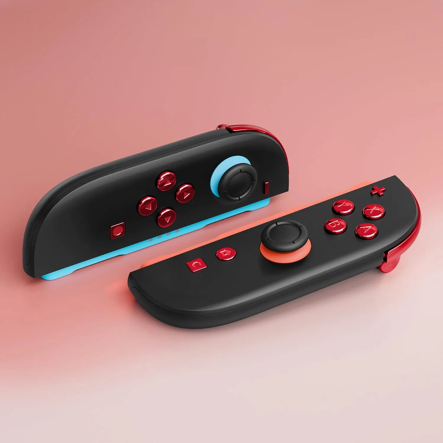 eXtremeRate DIY Replacement Full Set Buttons for Joycon 2, Custom ABXY Direction Keys Dpad + - C Home Capture Release L R ZR ZL Trigger Buttons for Nintendo Switch 2 Controller - Chrome Red