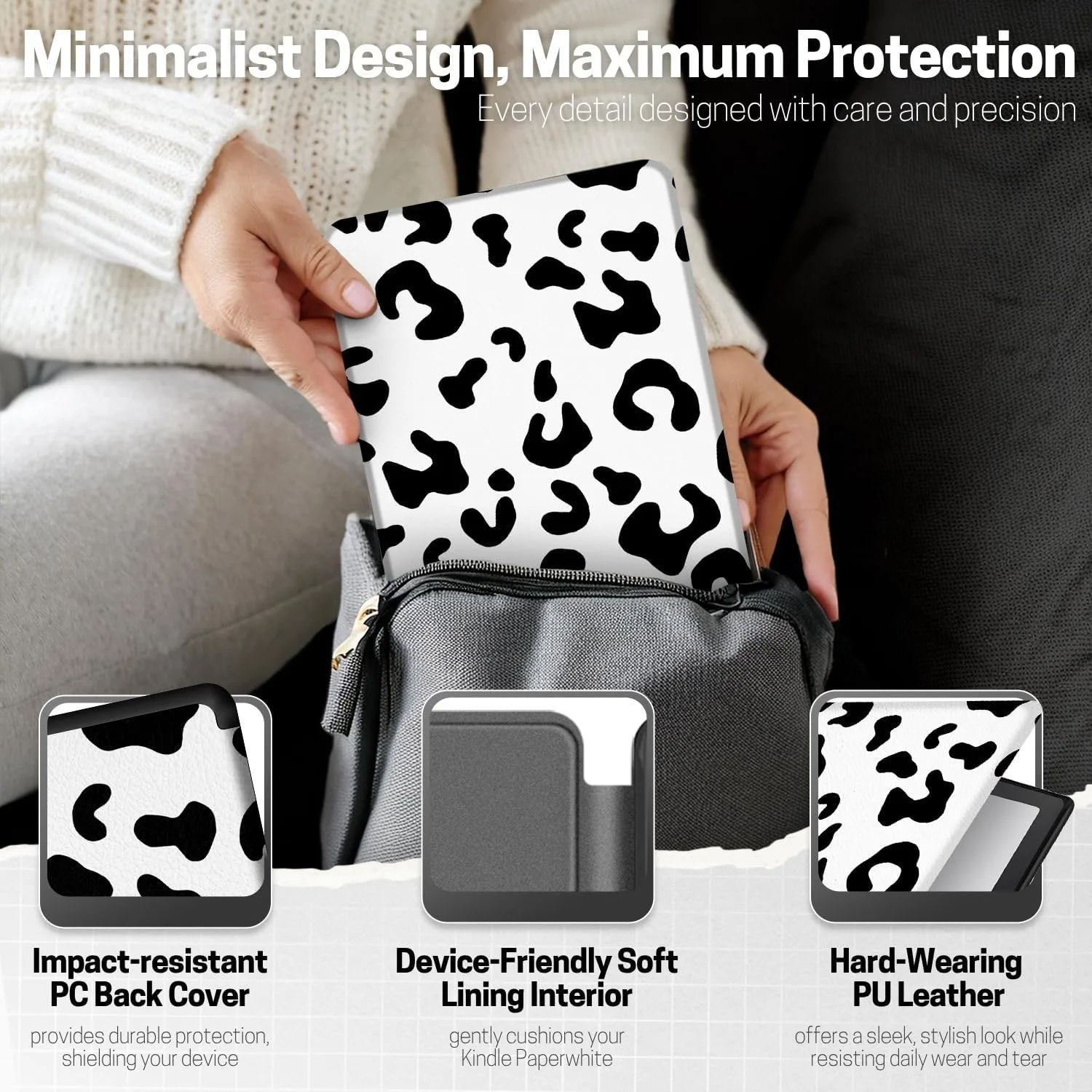 TNP Kindle Paperwhite 12th Gen Case, Colorsoft 7-Inch Cover, Cow Print