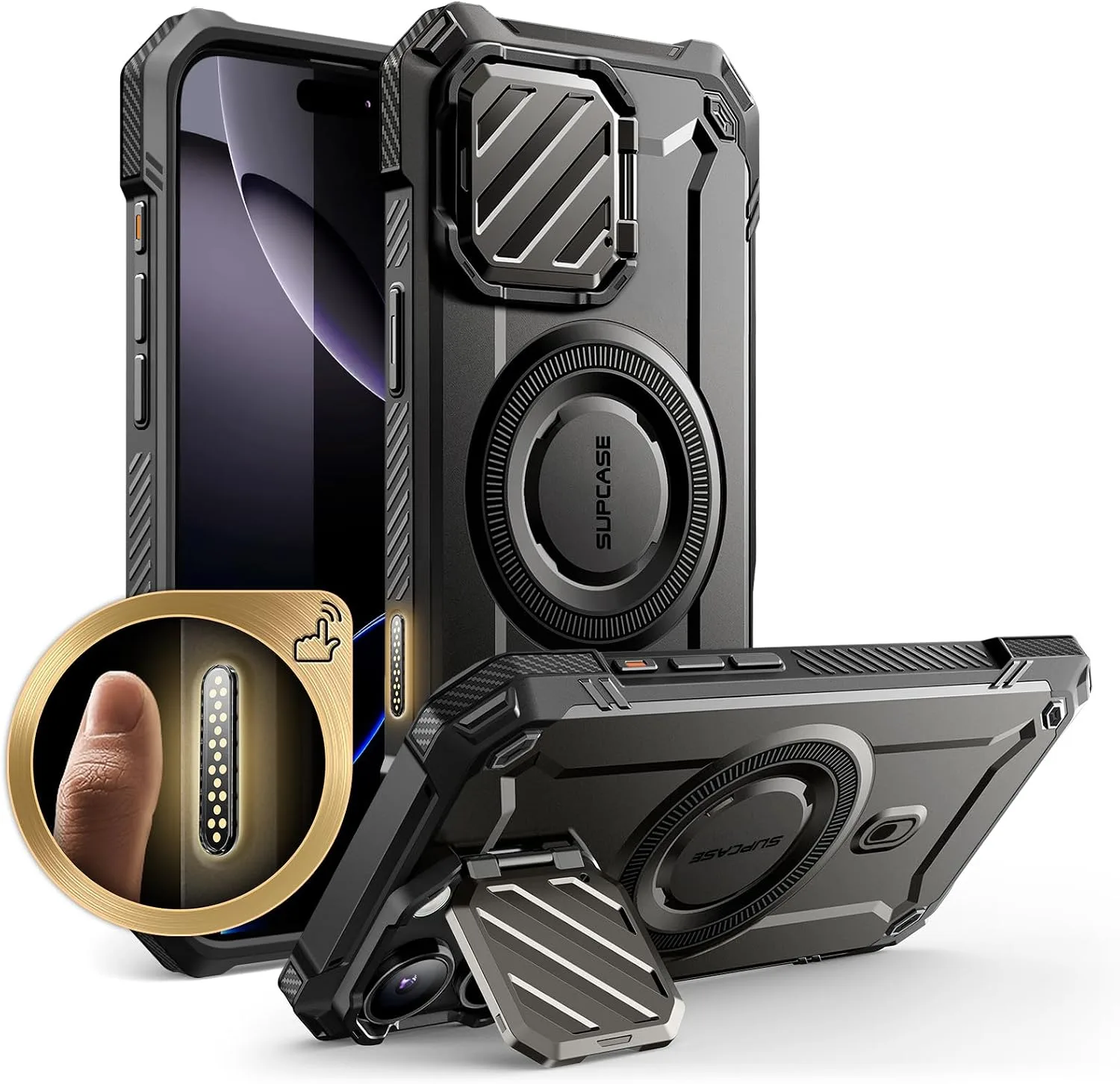 SUPCASE for iPhone 16 Pro Max Case (6.9 inch) with Camera Cover Stand, Dark