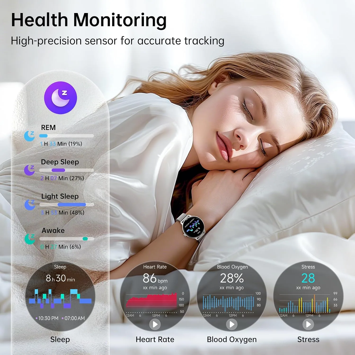 Smart Watch for Women, 1.27" HD AMOLED Smartwatch with Answer/Call for iPhone/Android/Samsung, Fitness Tracker with 120+ Sport Modes, Heart Rate/Sleep/Health Monitor, IP68 Waterproof