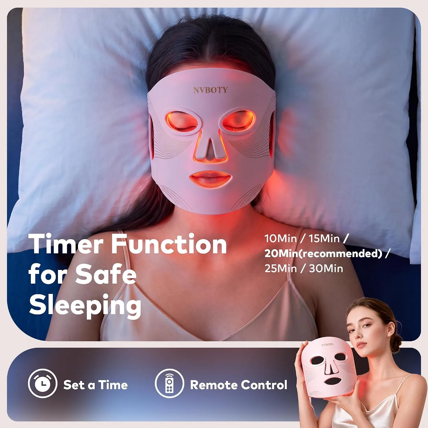 NVBOTY Red Light Therapy for Face, 4 Modes, 2000mAh Remote, 100 * 4 LEDs