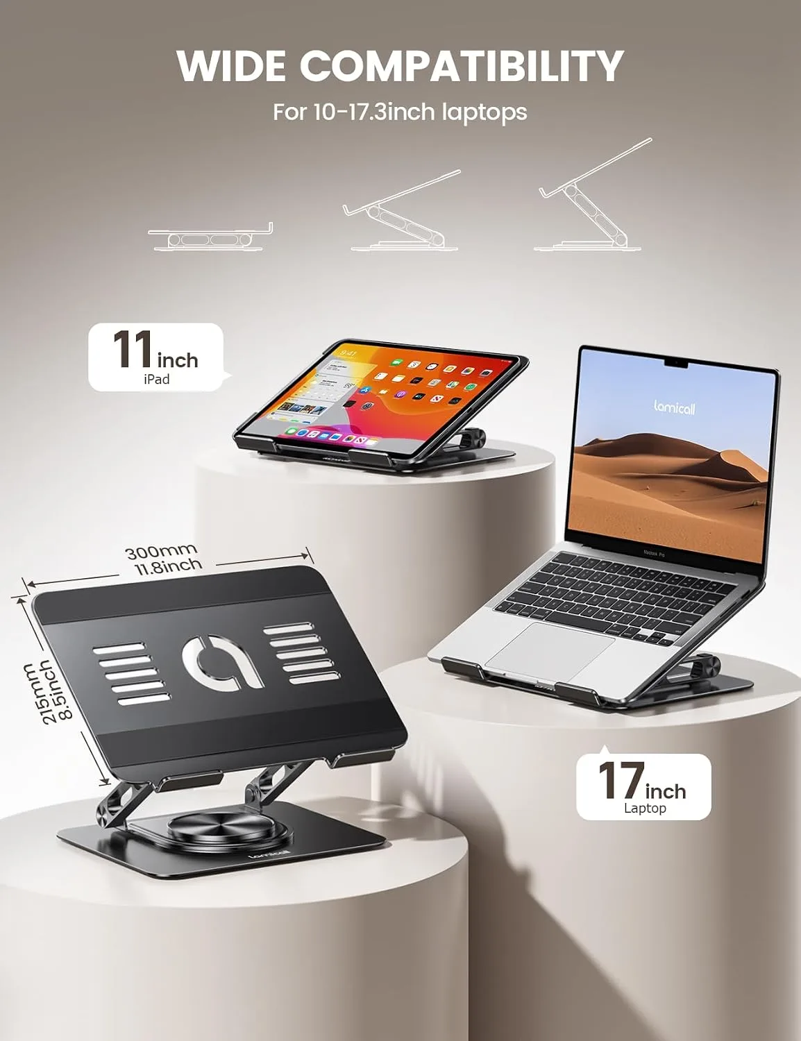 Lamicall Aluminum Laptop Stand for Desk for MacBook Neo Air Pro 10-17.3''