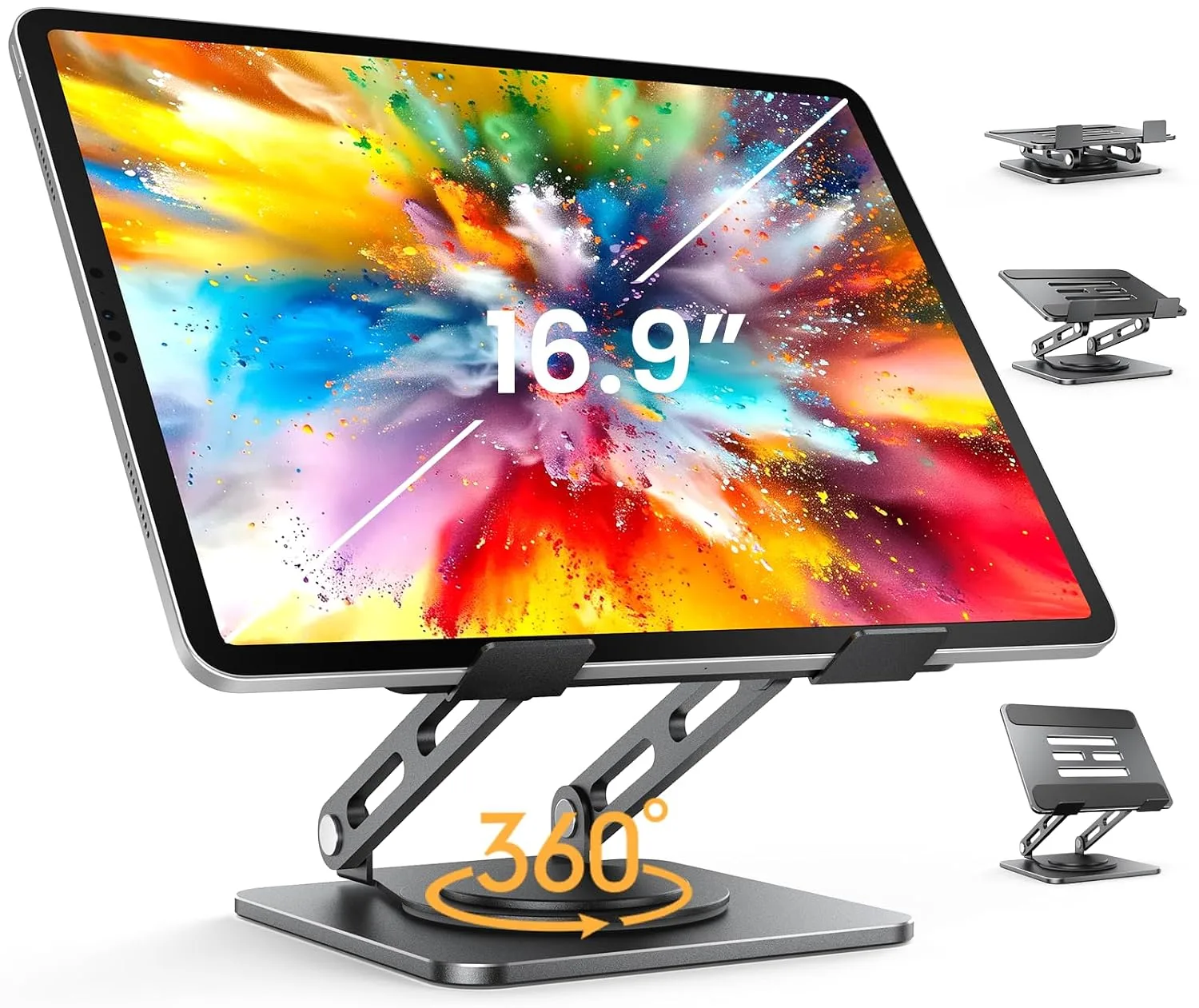 LOXP Adjustable Tablet Stand, 360 Rotating iPad Stand with Heavy-Duty Base