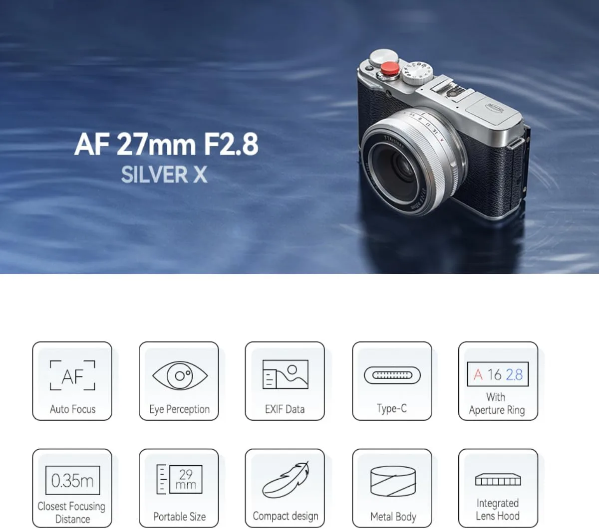TTARTISAN AF 27mm F2.8 Autofocus Lens for Fuji X Mount XT5 XM5 XT30III XT50
