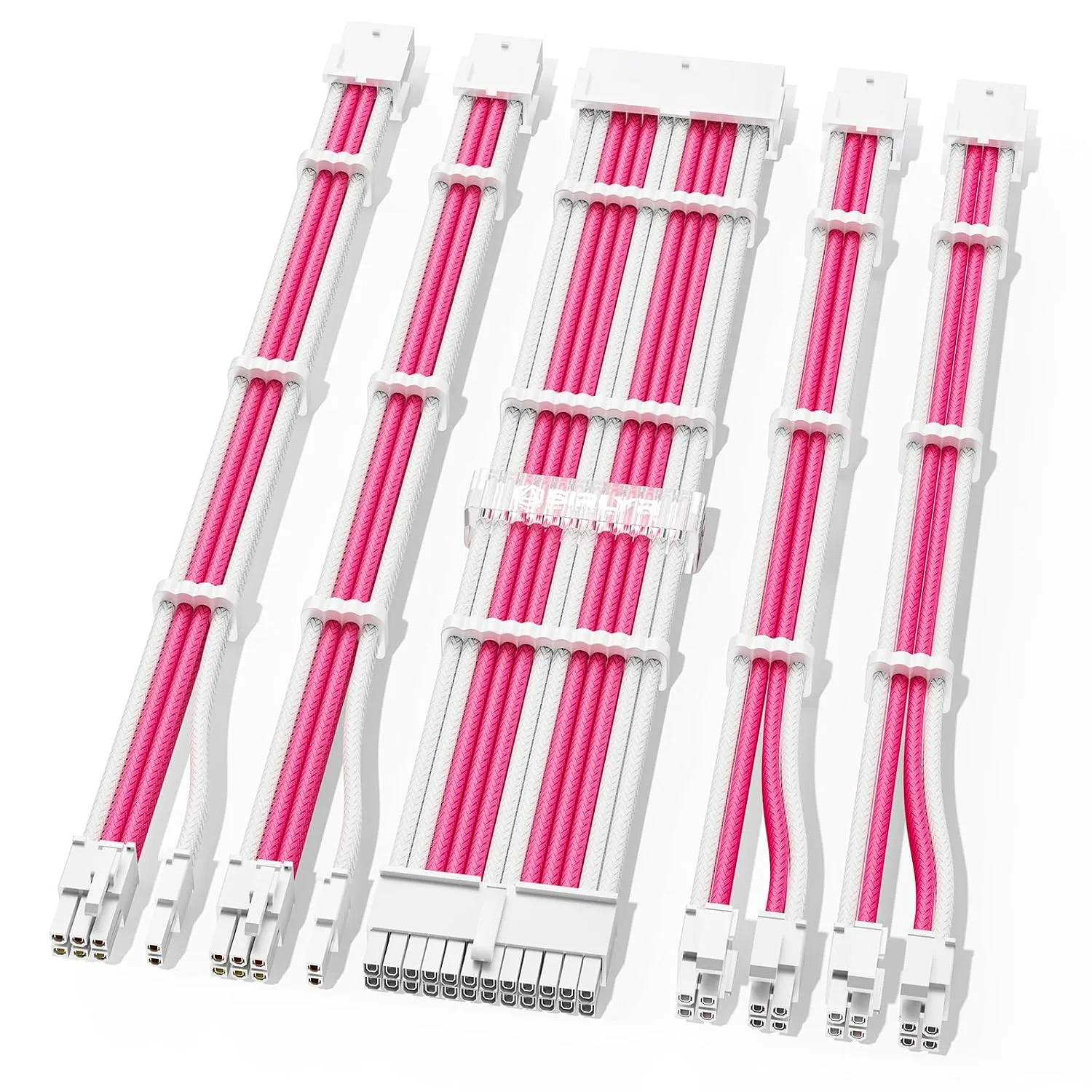 Sirlyr Pink/White 5PCS PSU Extesion Kit,24/8Pin,for Girl Pink Case