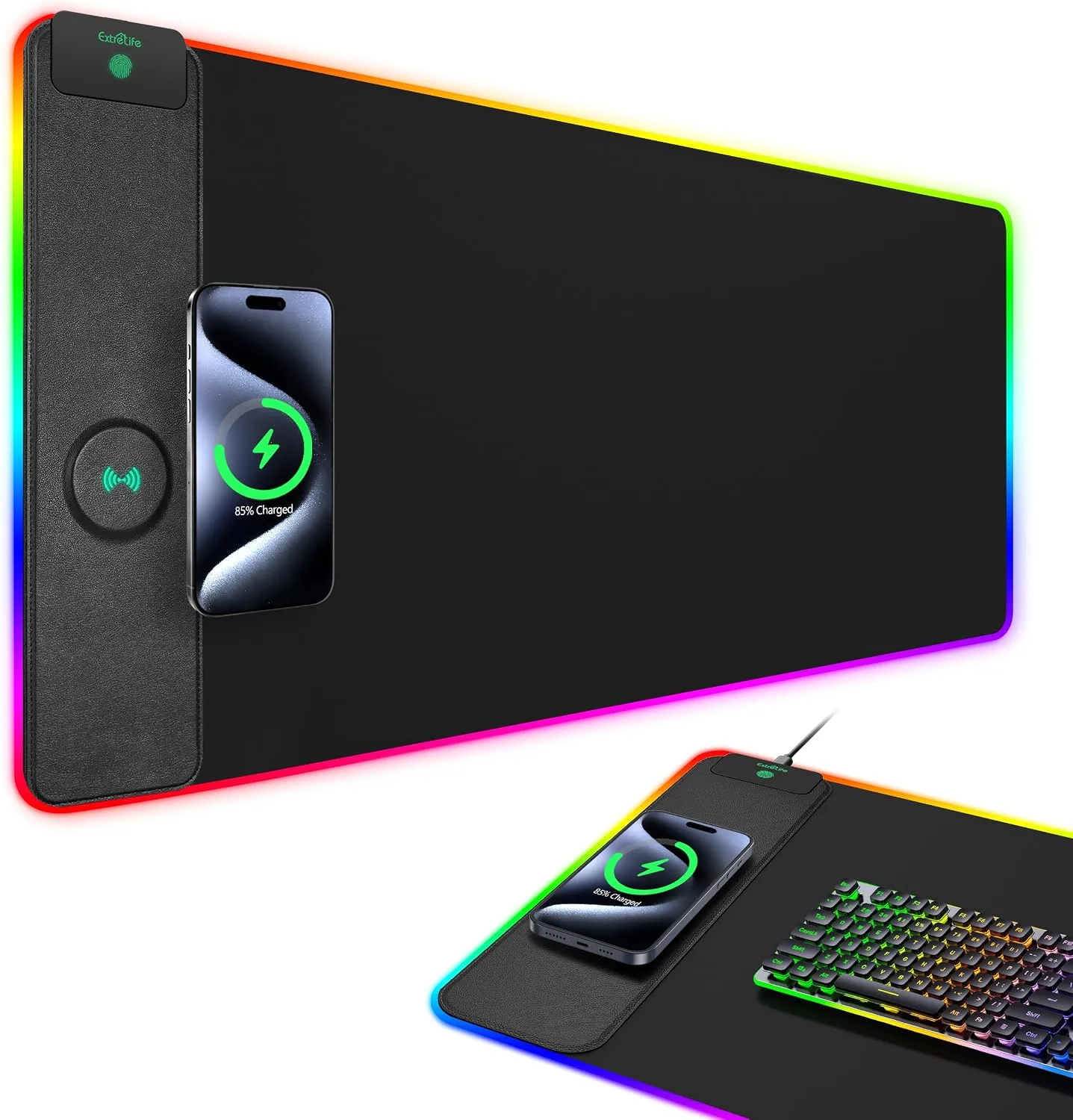 RGB Gaming Mouse Pad with 15W Magnetic Wireless Charging, 31.5"x15.7"