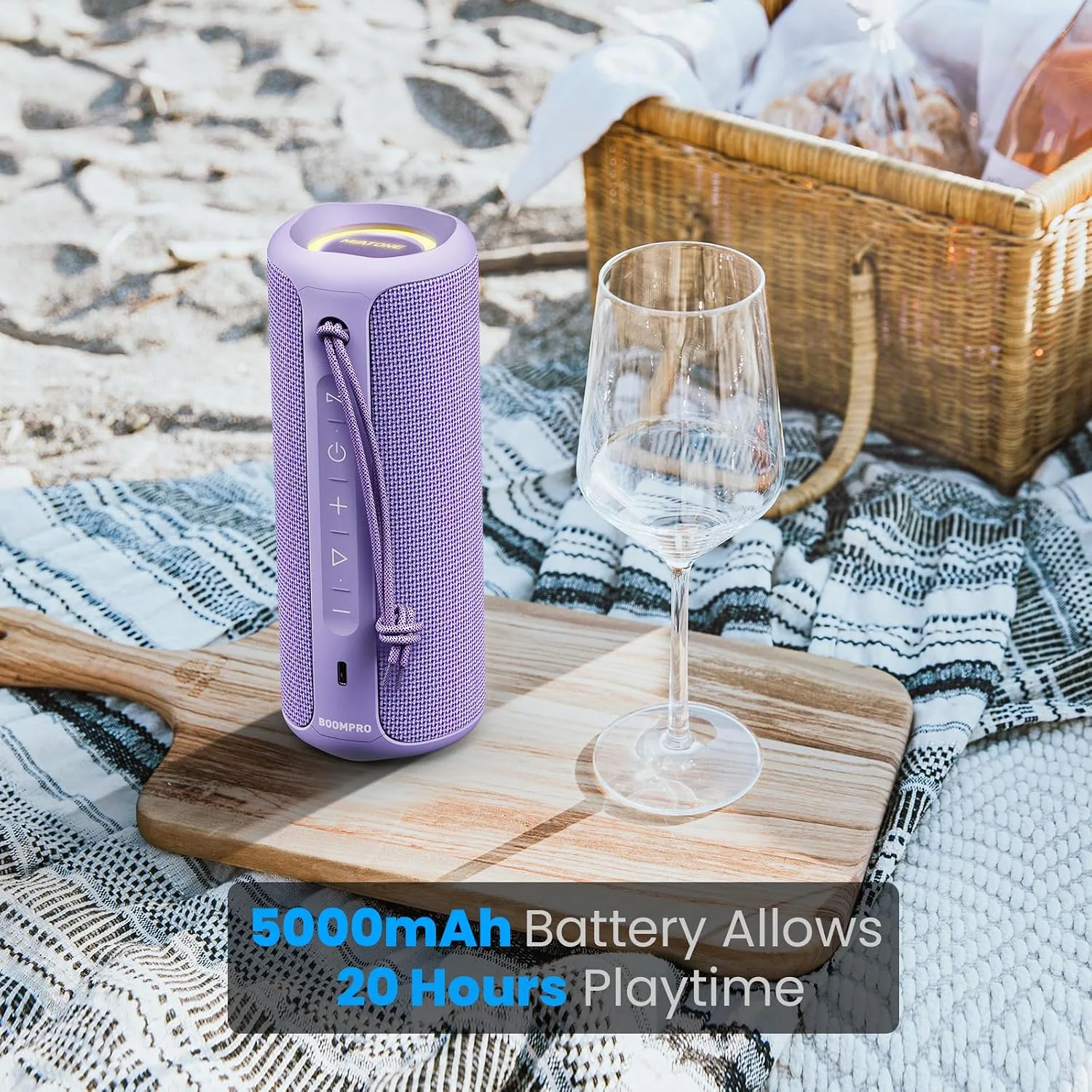 Boompro Bluetooth Speaker 36W Stereo Sound Bass Girl Woman Present - Purple