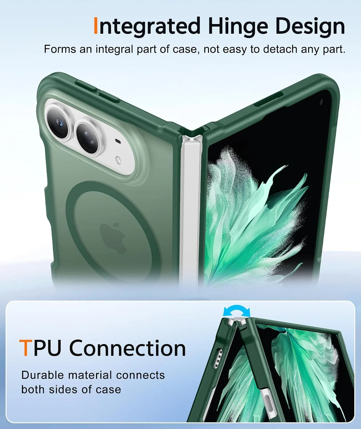 FNTCASE for iPhone Duo Case: Translucent Matte Fit for MagSafe Green