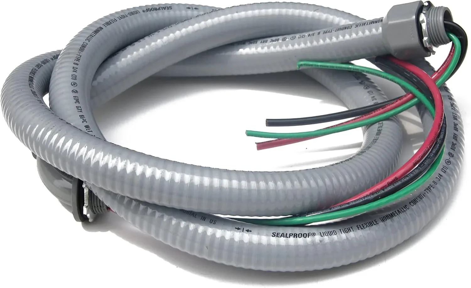 Tubería flexible eléctrica Sealproof Power Whip 3/4 pulg x 6 pies con cable calibre 8