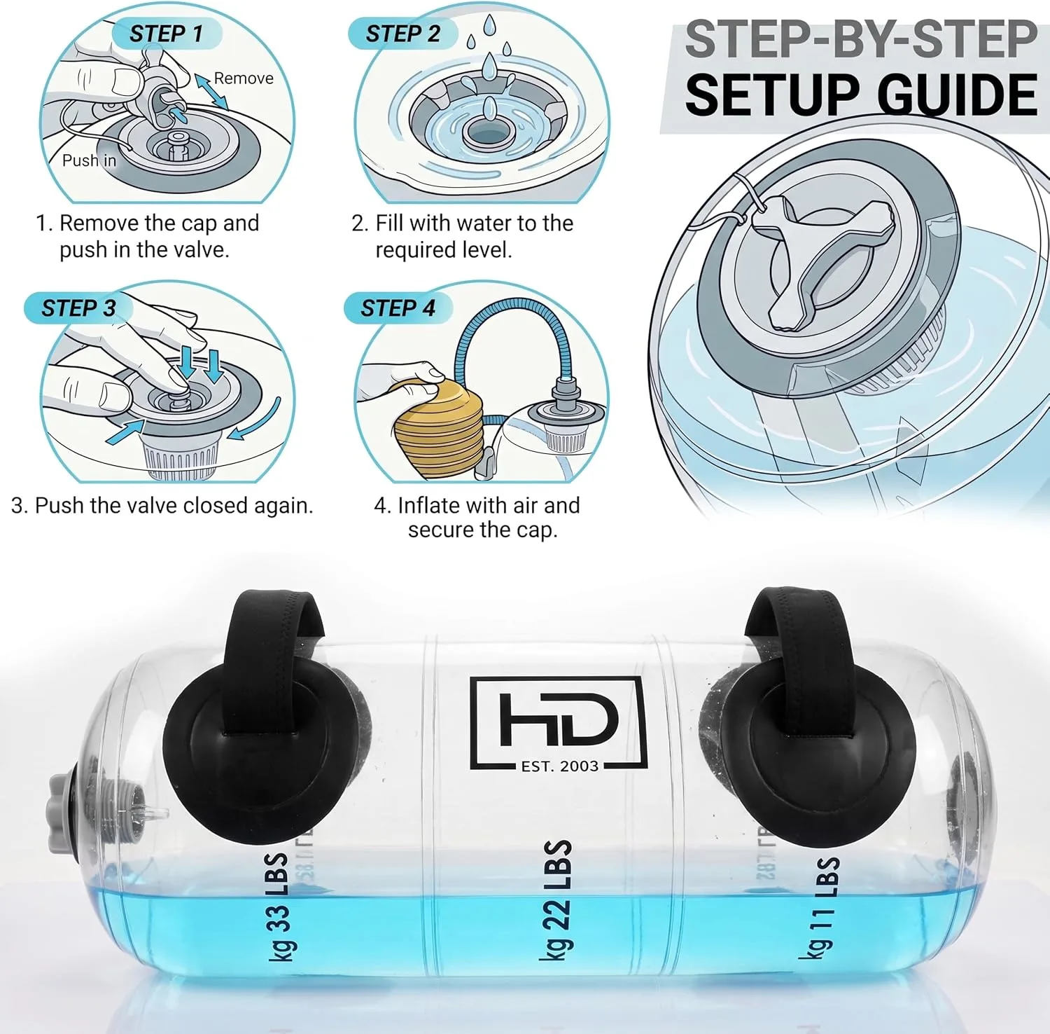 Portable Water Weight Bag, 33 LBS, Aqua Bag for Full Body Workout, Home Gym