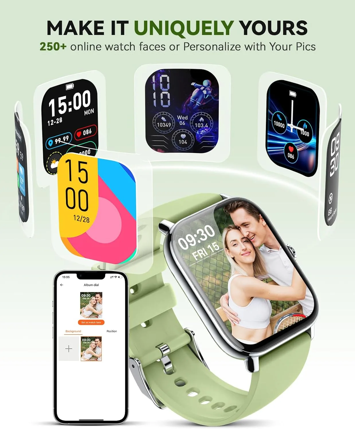 Smart Watch for Women Men- Answer/Make Call, 2025 IP68 Waterproof Fitness Step Sleep Tracker Watch with Monitor Activity Counter Smartwatch for Andriod iPhone iOS Samsung Compatible