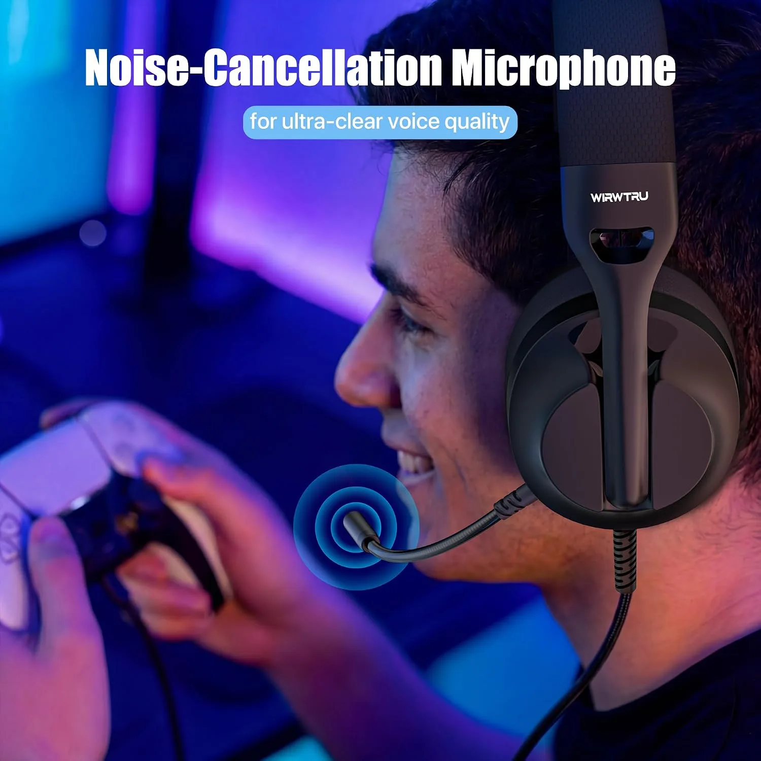 WIRWTRU Wired Gaming Headset for PS5, Xbox, Xbox Series X|S, PC, PS4