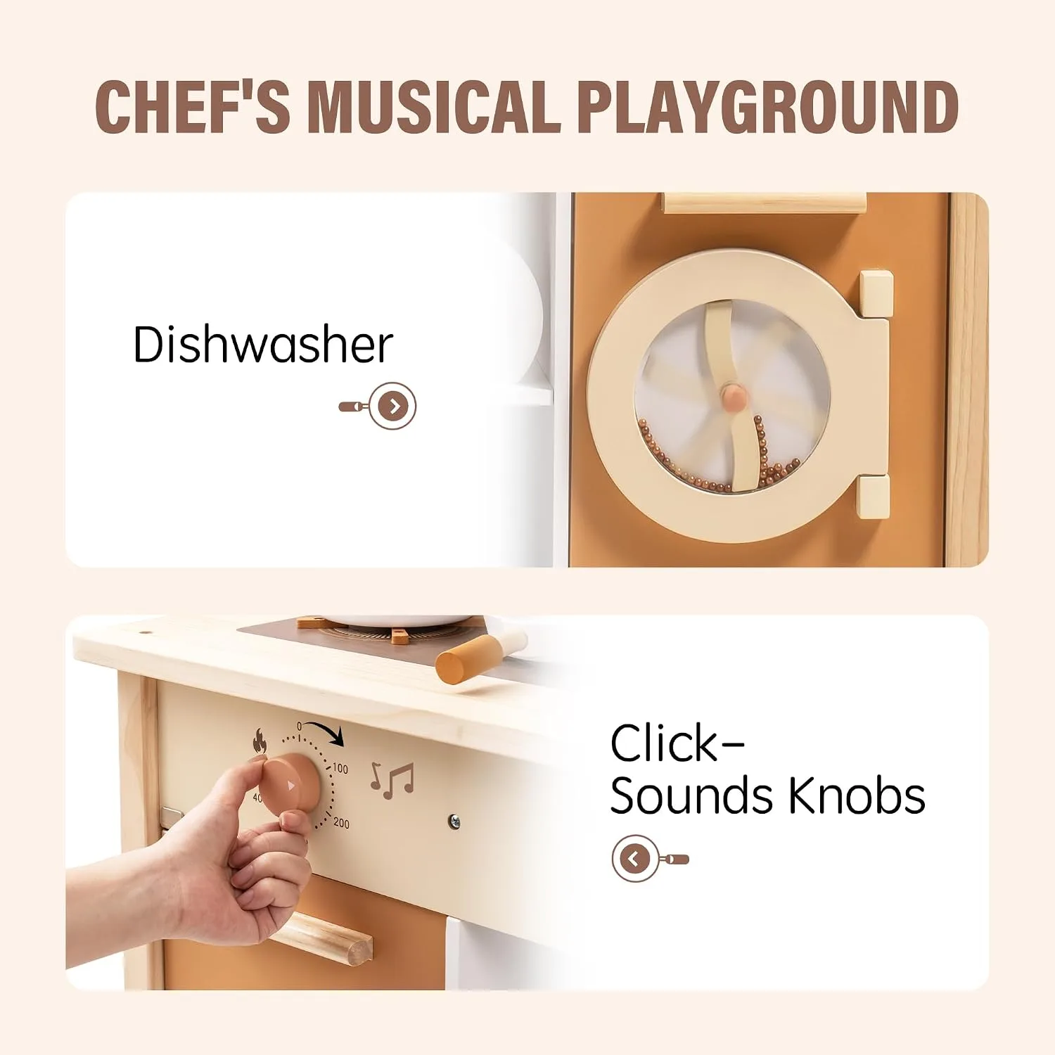 ROBUD Wooden Play Kitchen for Kids Toddlers, Kids Kitchen Playset