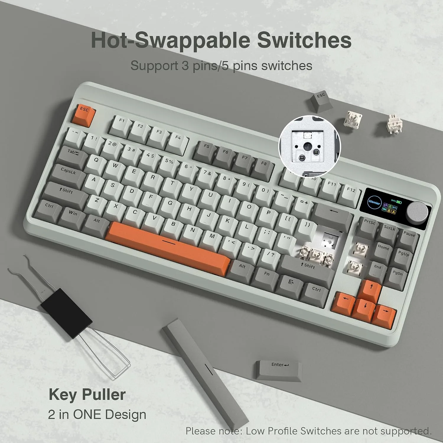 Womier M87 75% Mechanical Keyboard Tri-Mode with TFT Smart Display & Knob